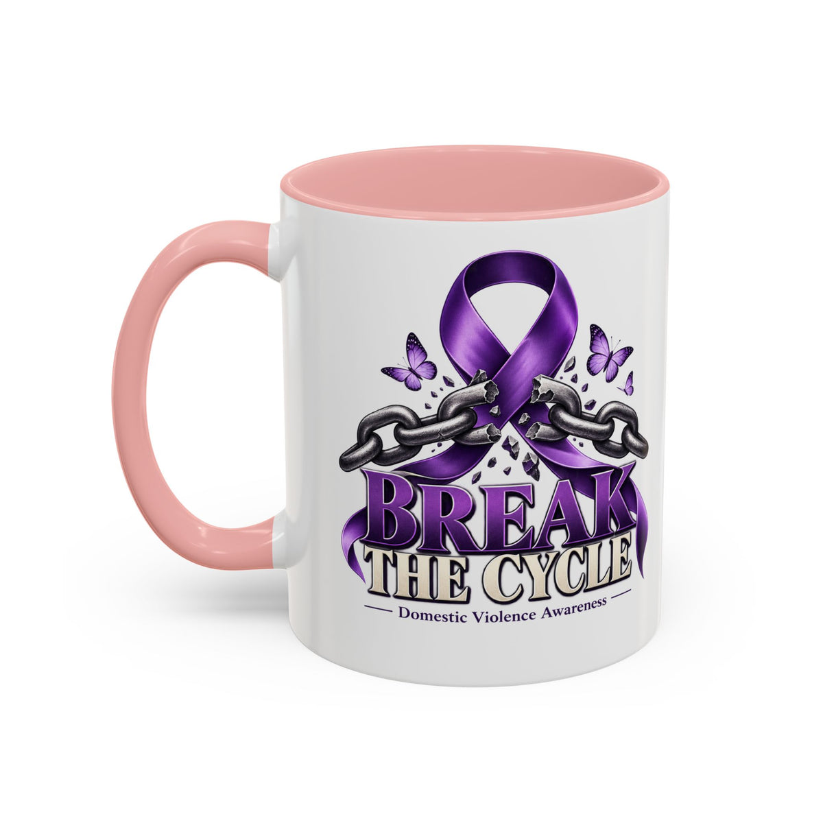 Break the Cycle Coffee Mug – Domestic Violence Awareness Purple Ribbon (11/15oz)