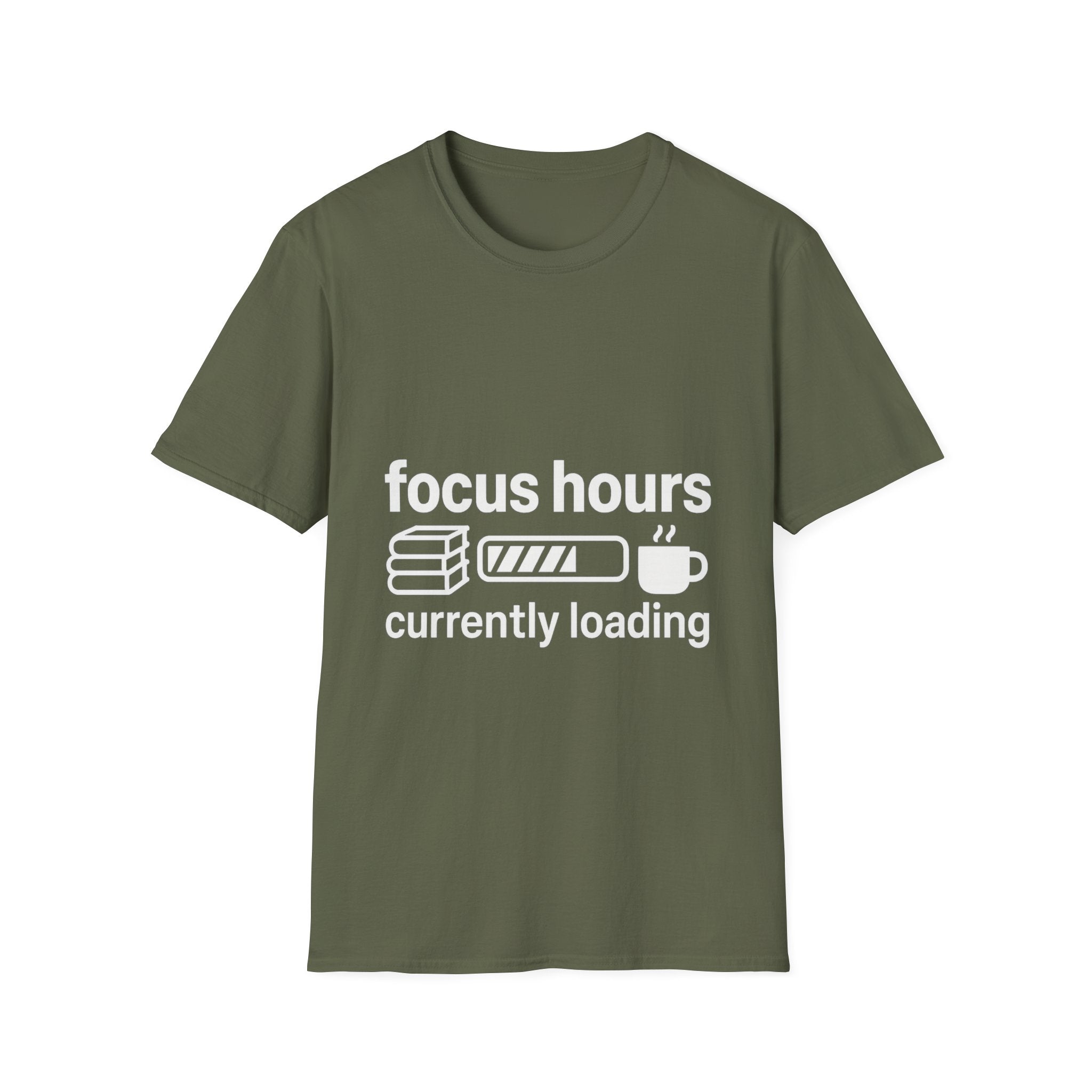 Focus Hours T-Shirt — "Focus Hours Currently Loading" Graphic Tee for Productivity & Remote Work - Trending Now - August 2026 Trends - Everyday T-Shirt
