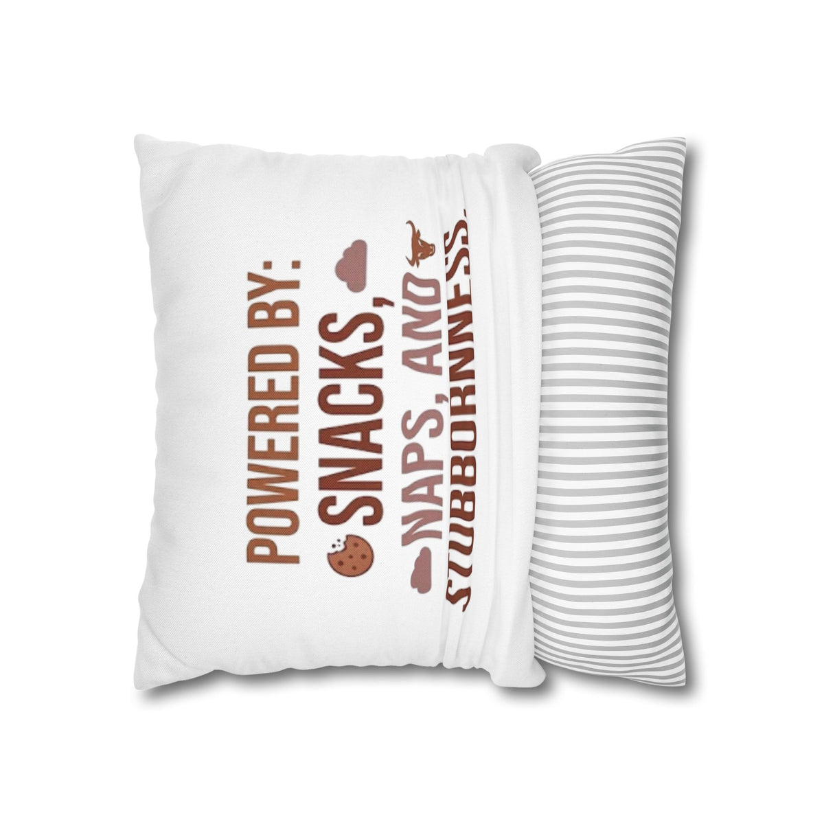 Taurus Throw Pillow — "Powered by: Snacks, Naps, and Stubbornness" Decorative Accent Pillow