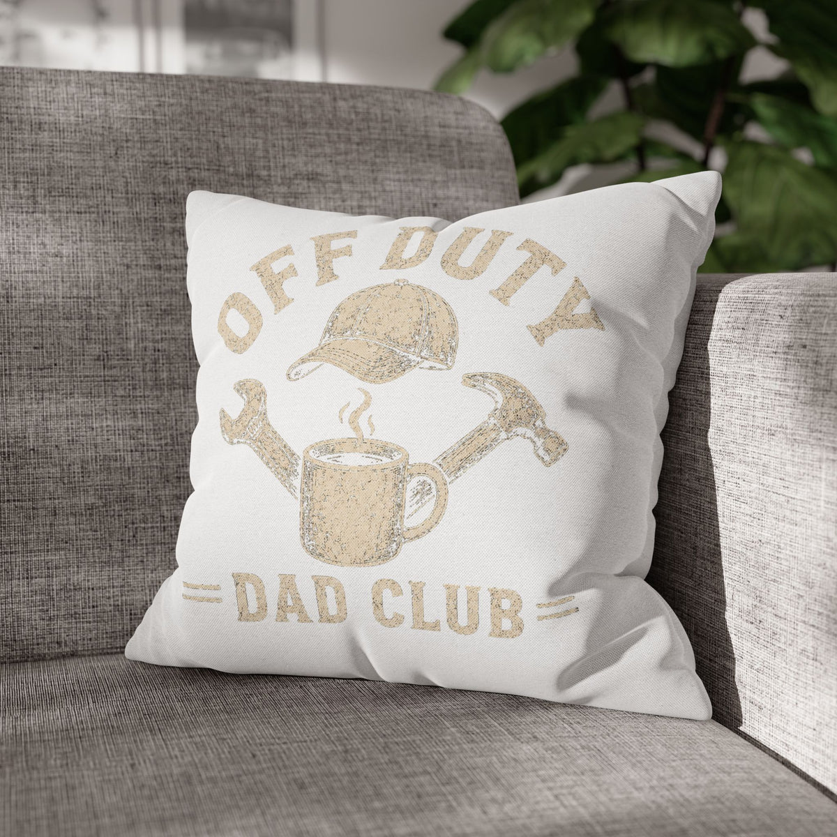 Off Duty Dad Club Pillowcase — ‘Off Duty’ Coffee & Tools Decorative Throw Pillowcase Milo Bailey Dog Dad Mom