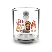 Leo Zodiac Glass Mug — "Fiercely Loyal, Passionately Fiery" 10oz