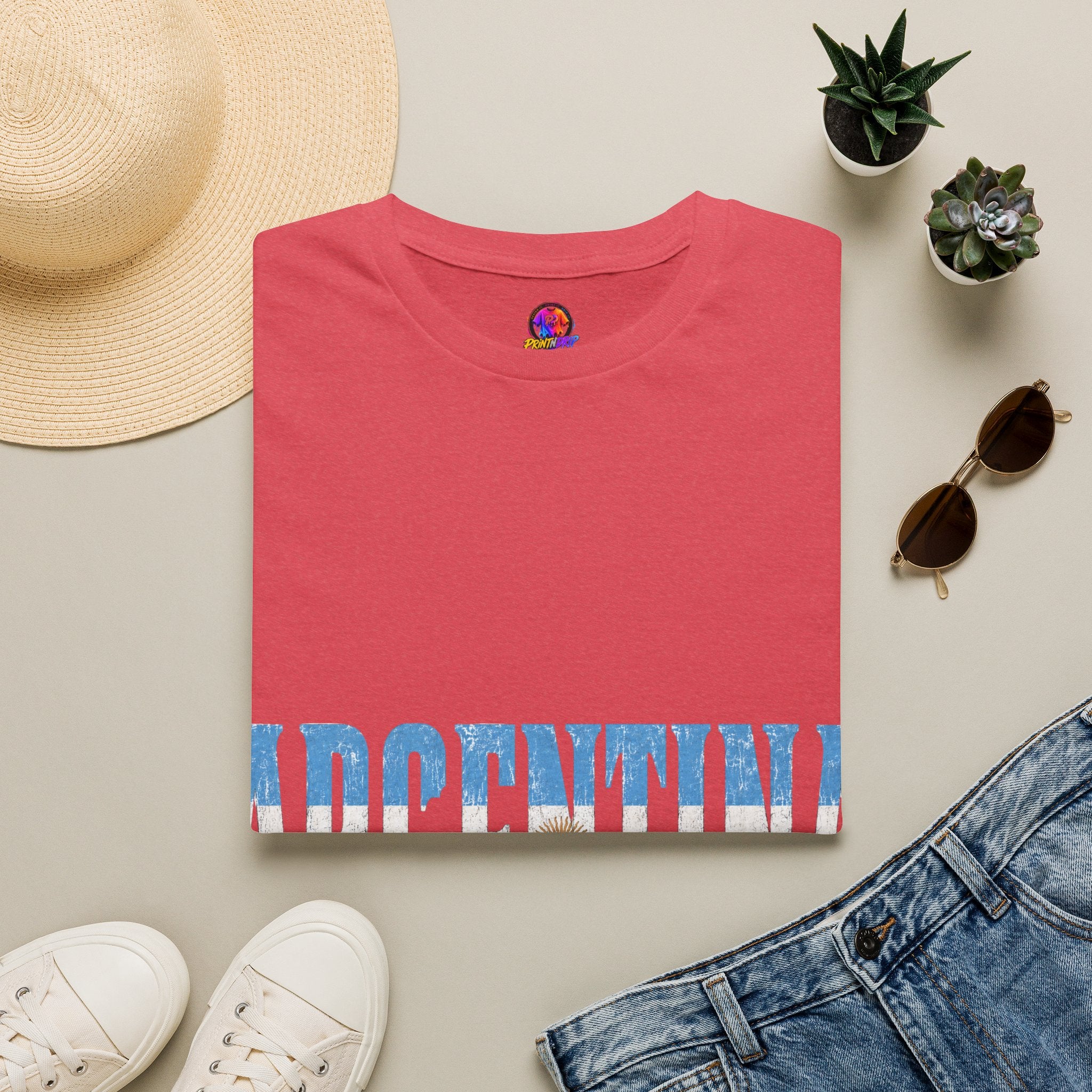 Argentina Beach Vibes T-Shirt — Distressed Blue "ARGENTINA" Graphic