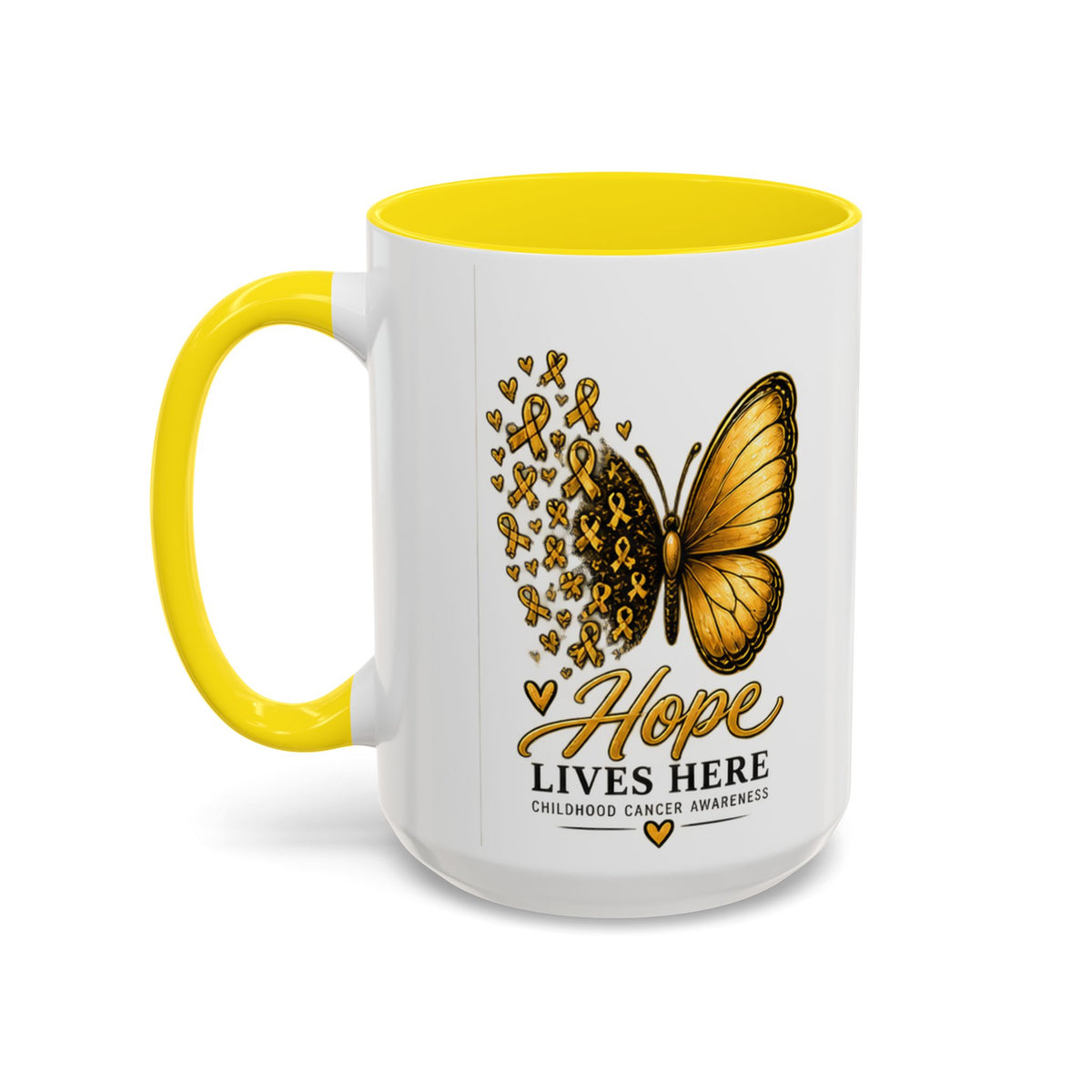 Hope Lives Here Childhood Cancer Awareness Accent Coffee Mug