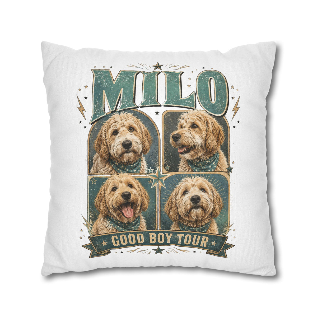 Milo "Good Boy Tour" Dog Photo Pillowcase Milo Bailey Dog Dad Mom