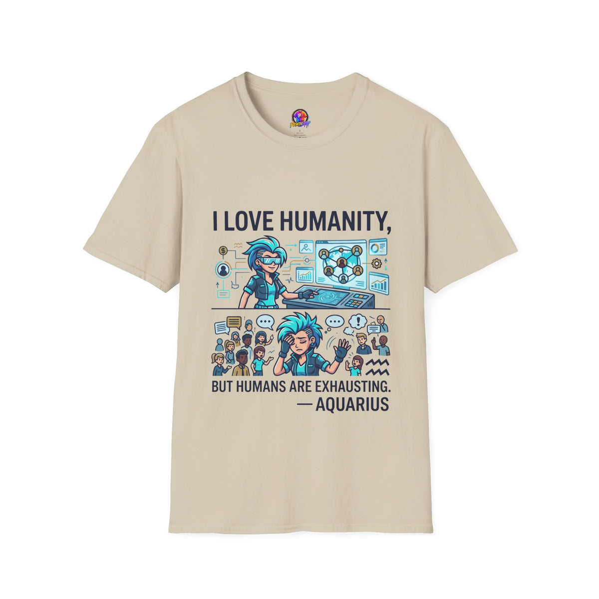 Aquarius Zodiac I Love Humanity T-Shirt — Funny Aquarist Marine Biologist Tee