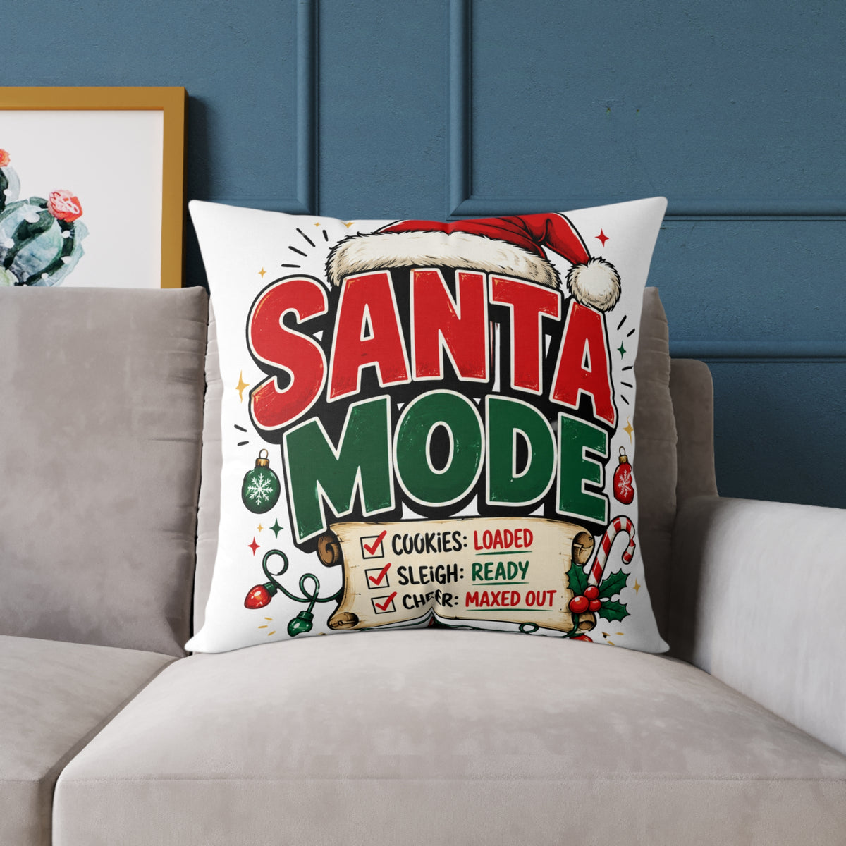 Christmas Santa Mode Holiday Throw Pillow – Festive Christmas Decorative Cushion