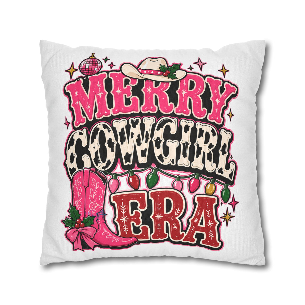 Merry Cowgirl Christmas Pillowcase Modern Day Christmas