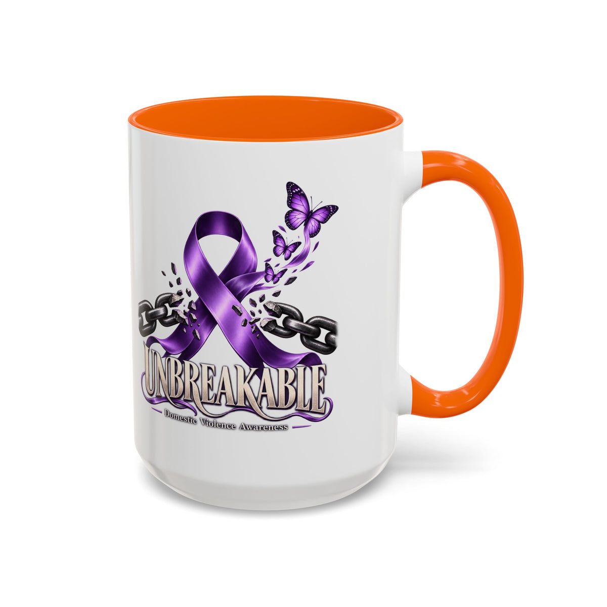 Unbreakable Purple Ribbon Coffee Mug —Domestic Violence Awareness Support Accent Mug