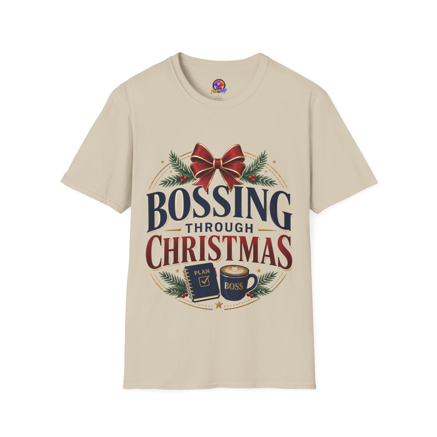 Christmas “Bossing Through Christmas” T‑Shirt — Funny Holiday Boss Gift