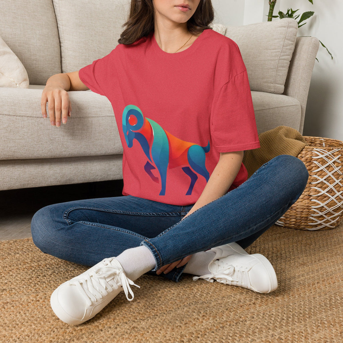 Ram Graphic T-Shirt — Colorful Geometric Sheep/Goat Art