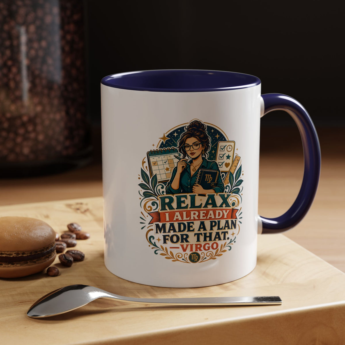 Virgo Zodiac Mug Accent Coffee Mug — "Relax I Already Made a Plan for That" Virgo Astrology Mug
