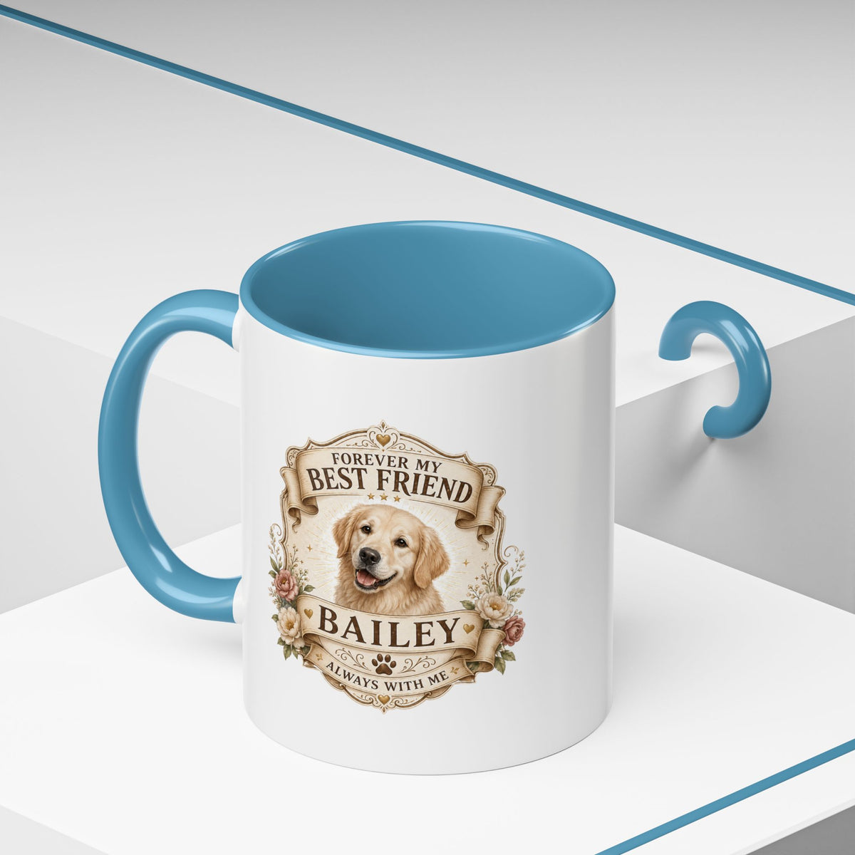 Milo Bailey Dog Dad Mom Personalized Dog Coffee Mug – "Forever My Best Friend" Golden Retriever Accent Mug