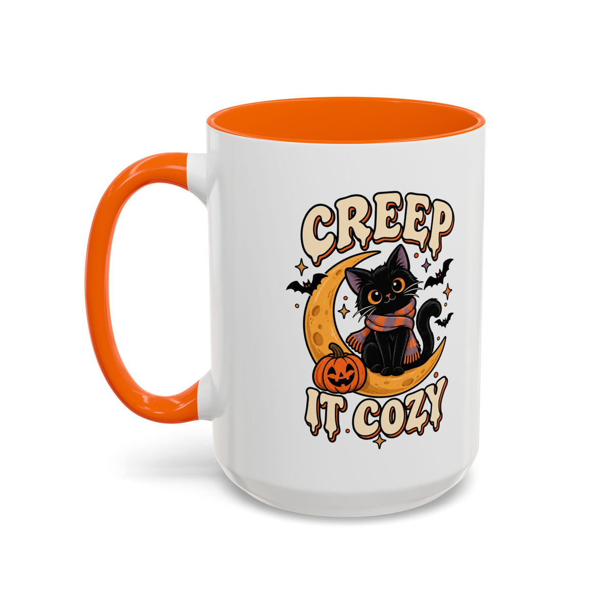 Creepy It Cozy Black Cat Halloween Accent Coffee Mug (11/15oz)