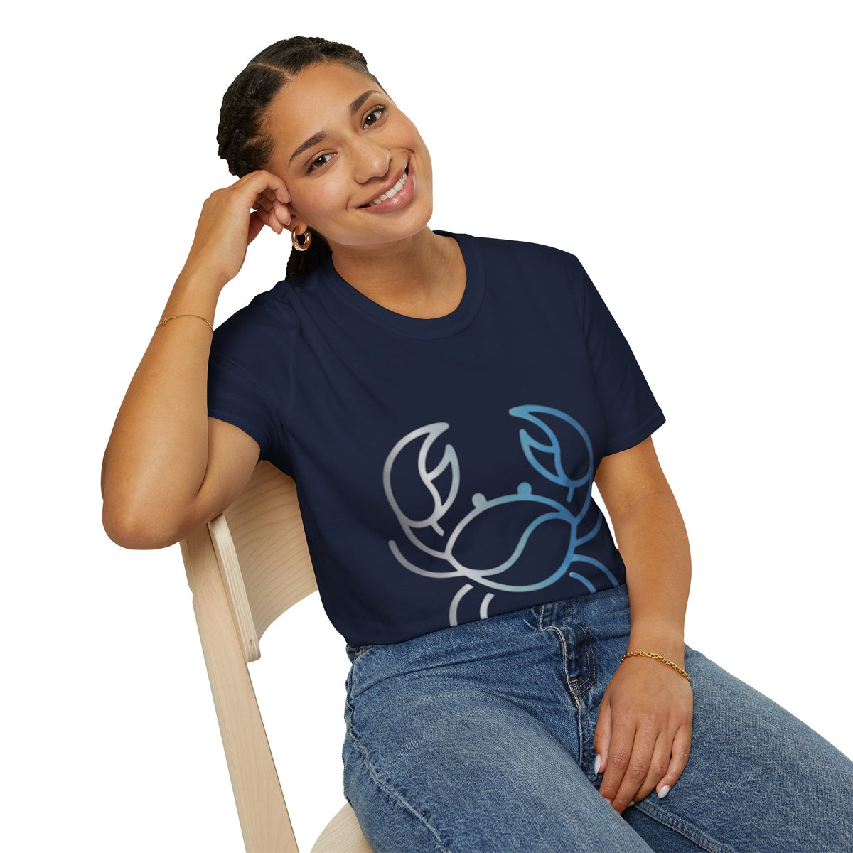 Crab Graphic T-Shirt — Coastal Blue Minimalist Beach Tee