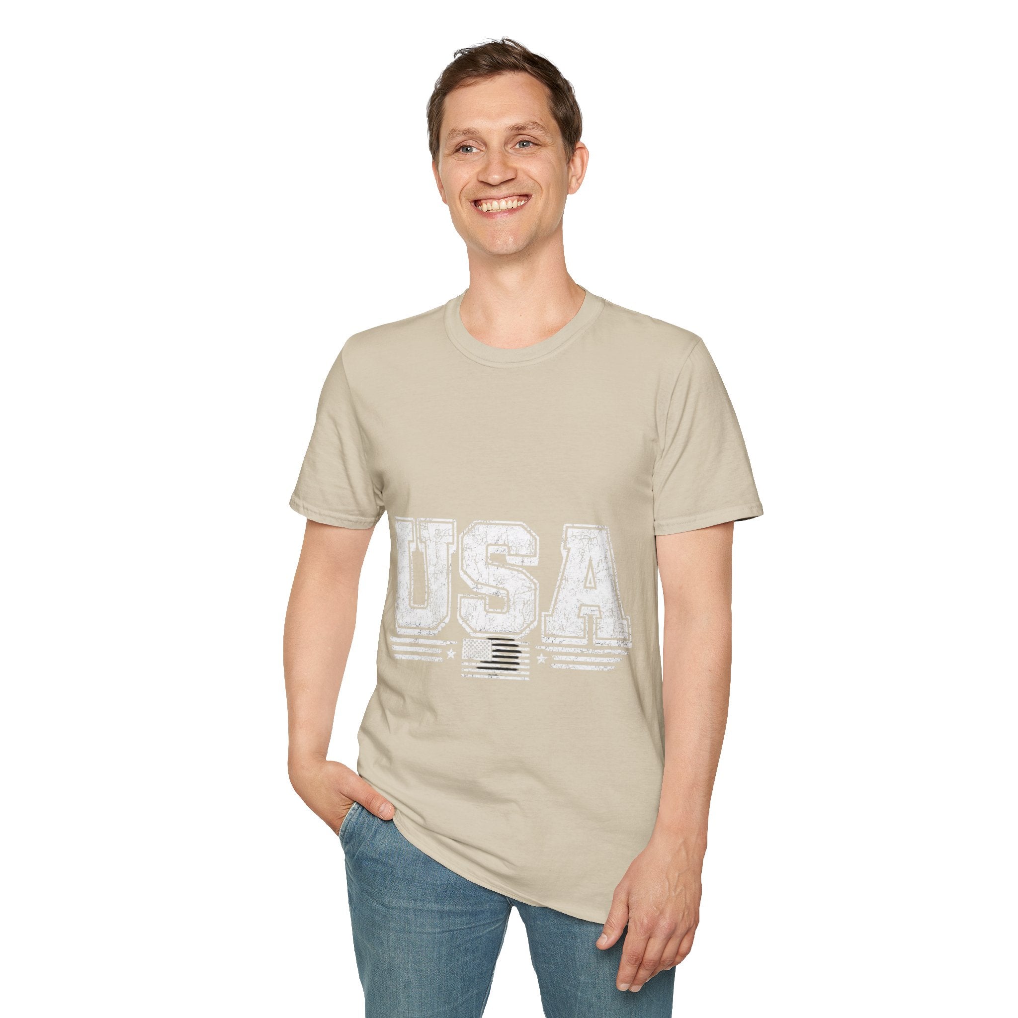 USA Vintage Block T-Shirt — Patriotic Americana Graphic Tee