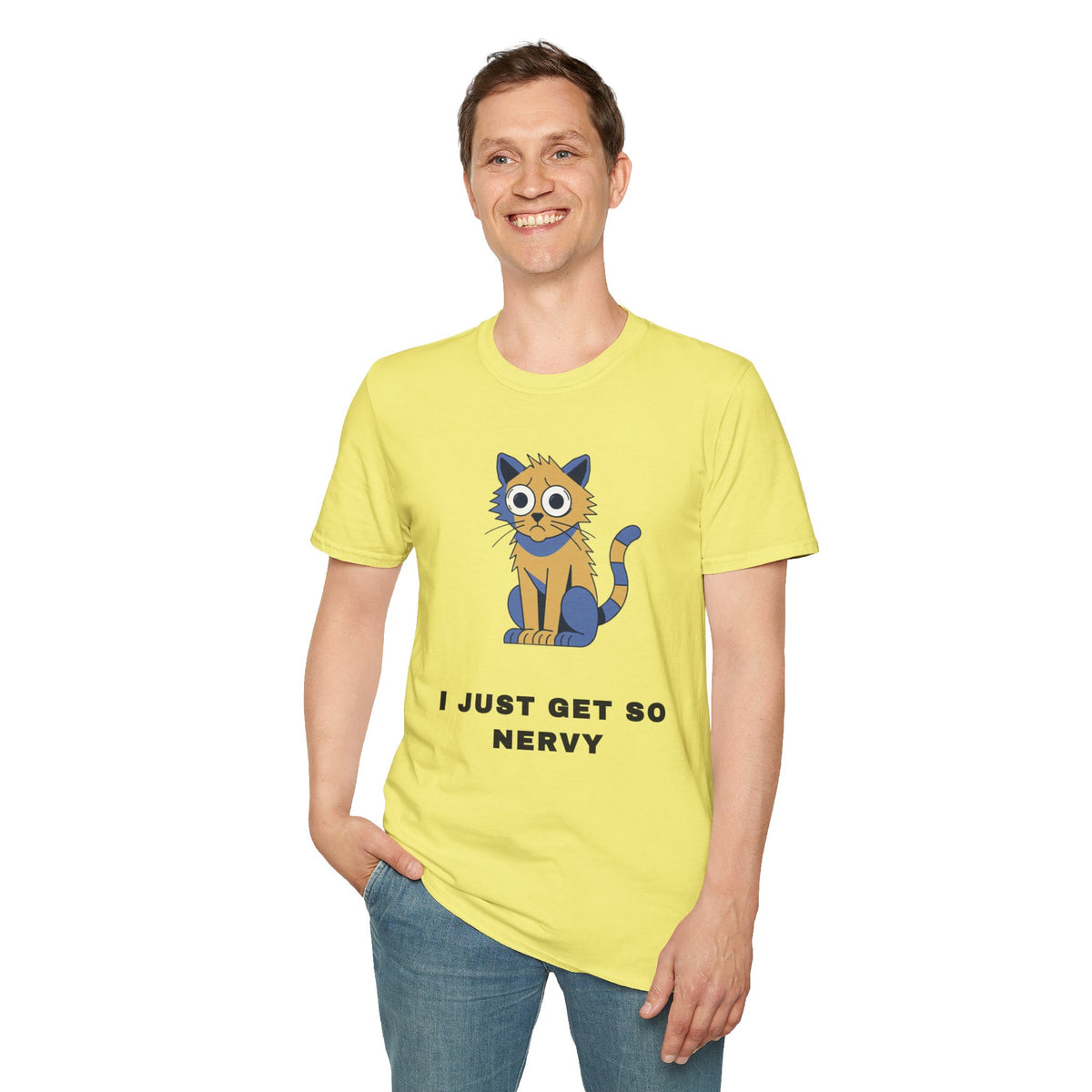 I Just Get So Nervy Cat T-Shirt — Cute Anxious Cat Graphic Tee - Trending Now - September 2026