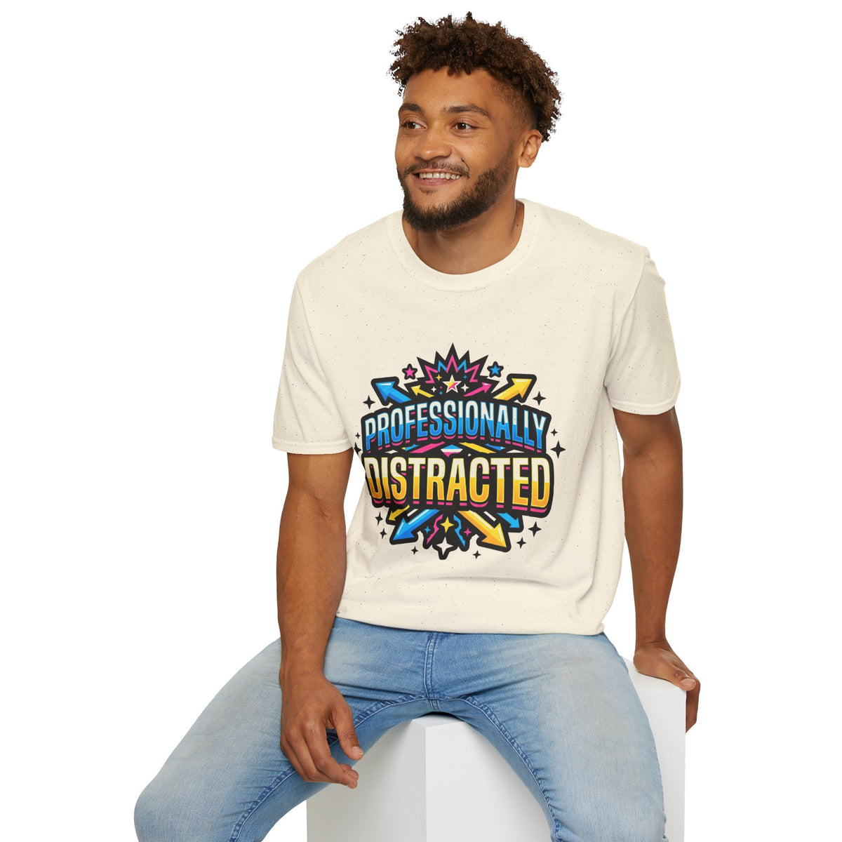 Black T-Shirt with Colorful Carnival 'Unvaccinated' Graphic – Statement Tee for Festivals & Activism - Trending Now - August 2026