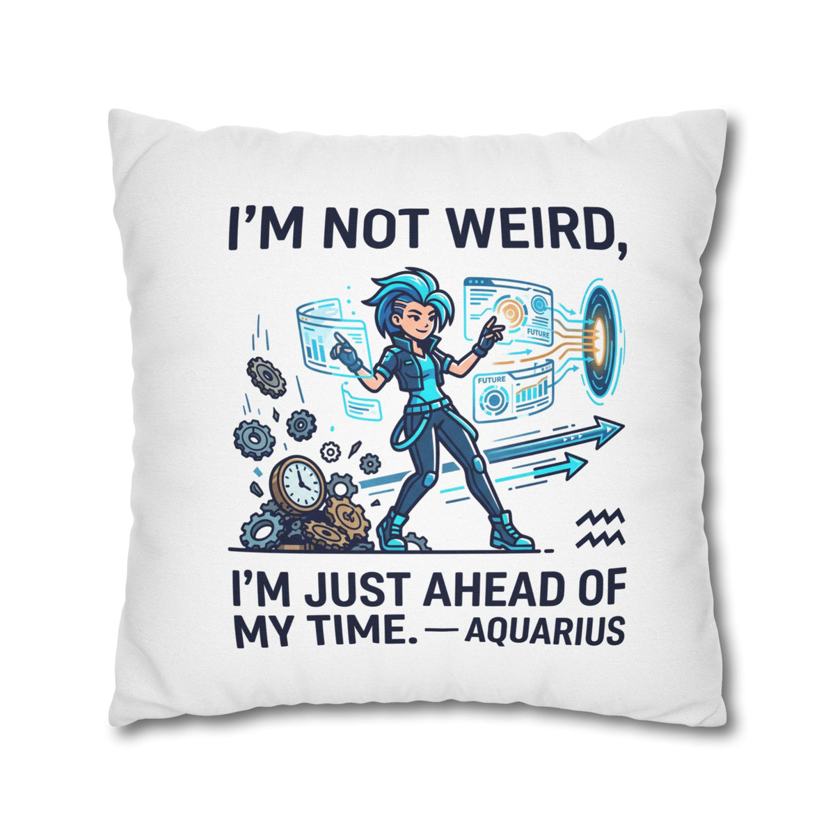 Aquarius Zodiac Spun Polyester Square Pillowcase