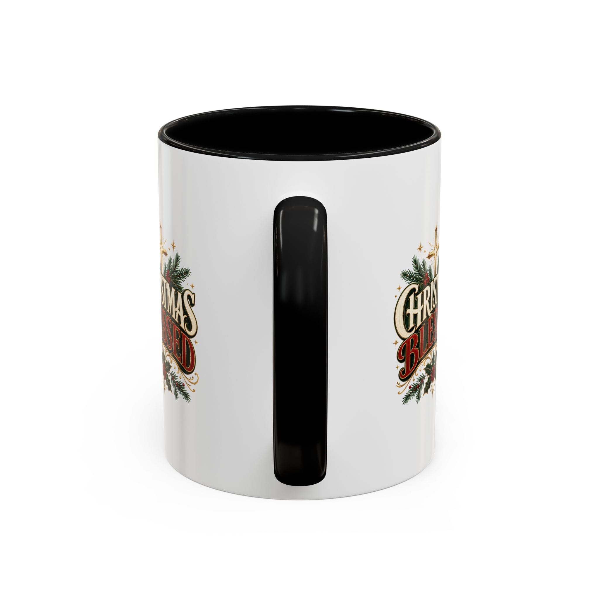 Christmas Blessed Accent Coffee Mug – Holiday Pine & Holly