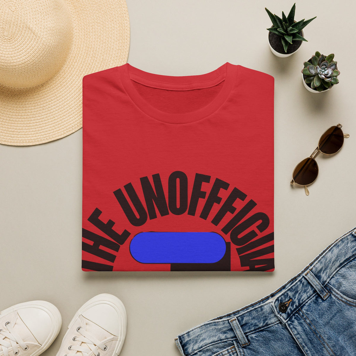 "The Unofficial Motto 2026" Retro Circular Tee | Blue Abstract Emblem T-Shirt - Trending Now - September 2026