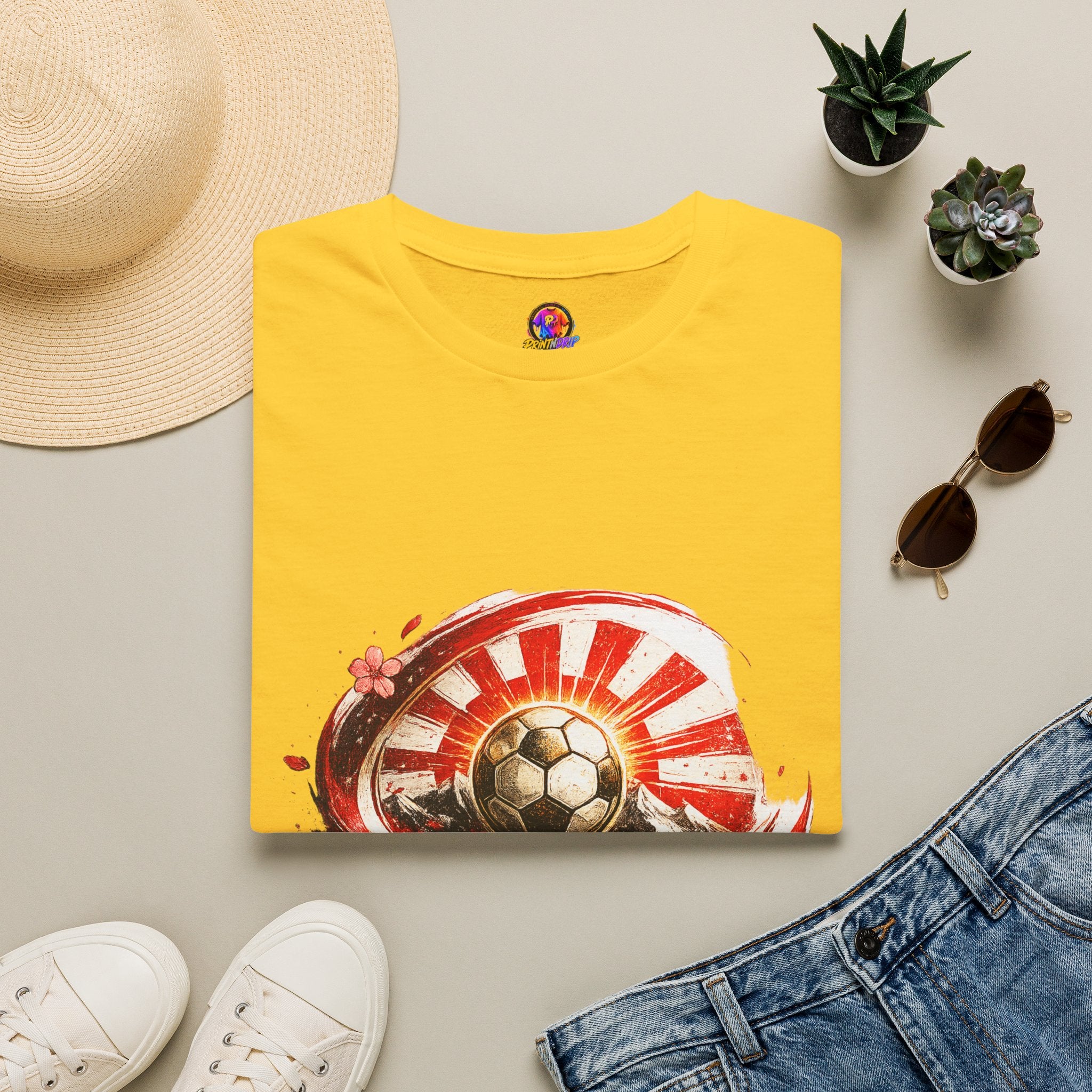 Japan Soccer T‑Shirt — Rising Sun Football Graphic