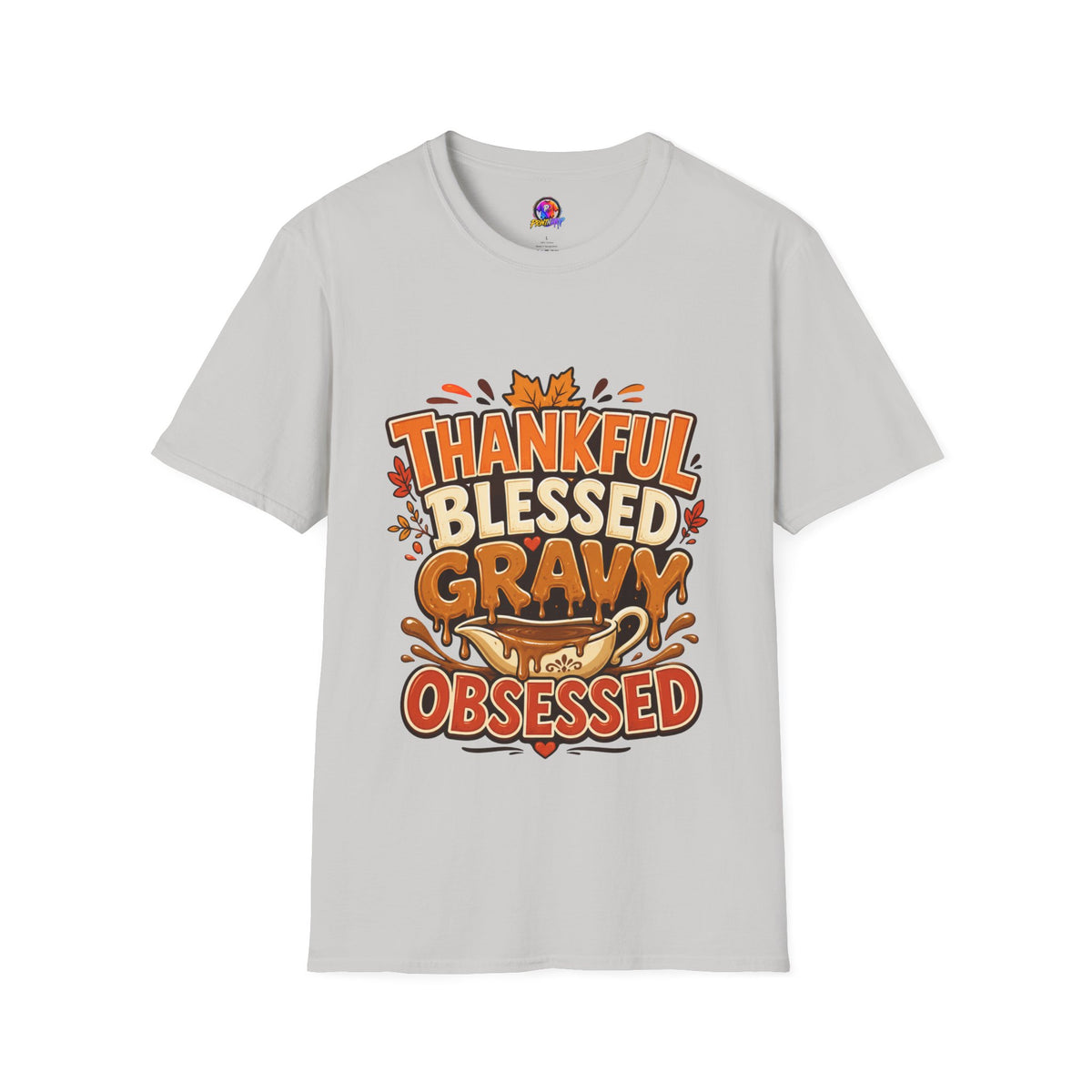 Thanksgiving T-shirt Thankful Blessed Gravy Obsessed T-Shirt — Thanksgiving Fall Turkey Dinner Tee
