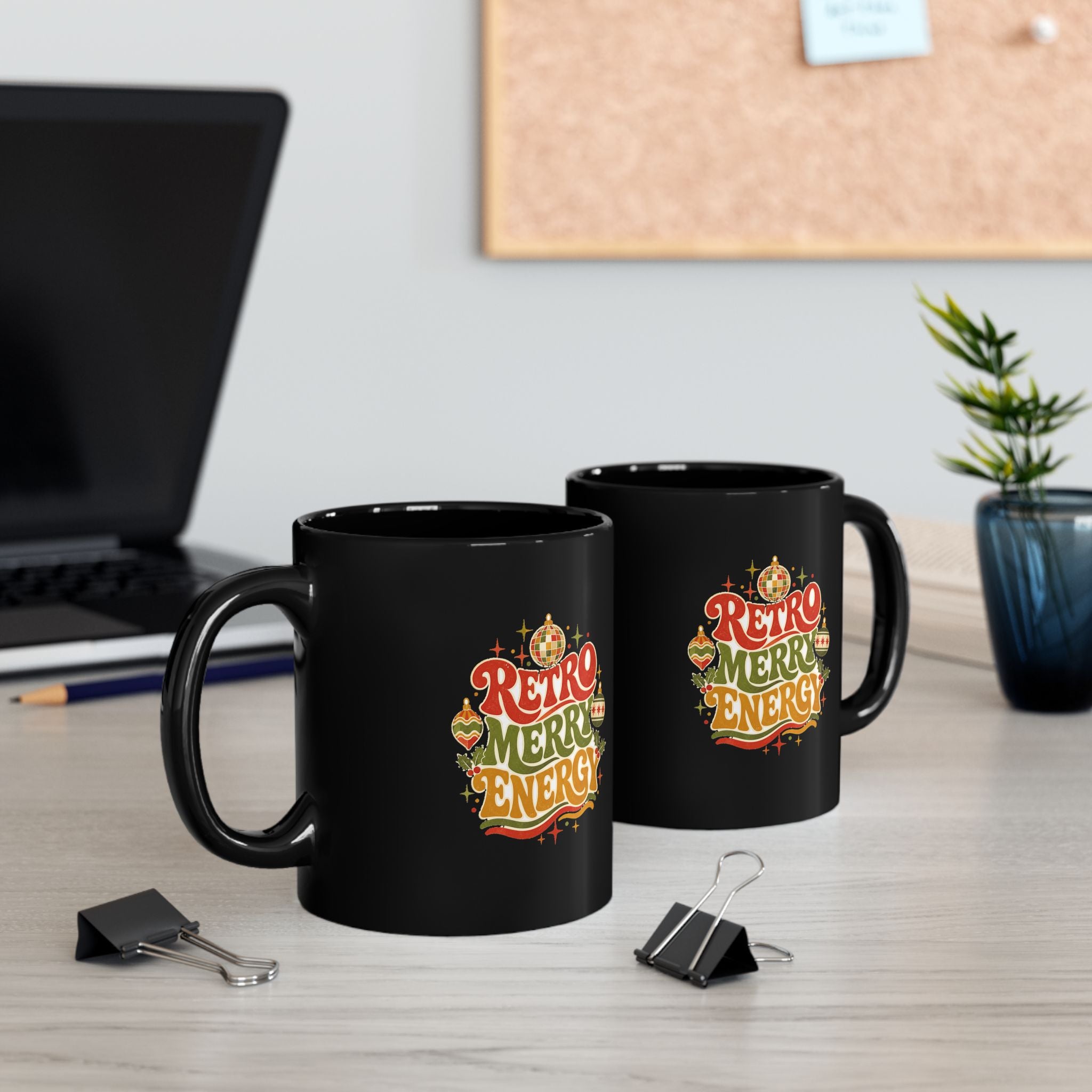 Modern Day Christmas Retro Merry Energy Mug — Vintage Christmas Coffee Cup