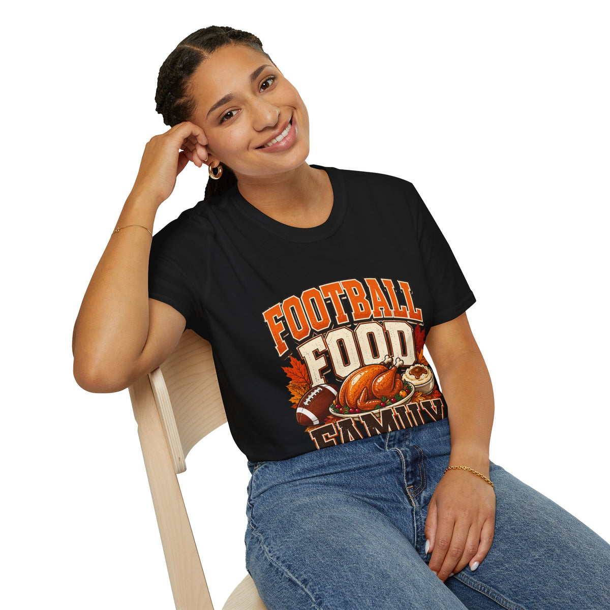 Thanksgiving T-Shirt Football Food Family T-Shirt — Thanksgiving Tailgate Tee for Fans