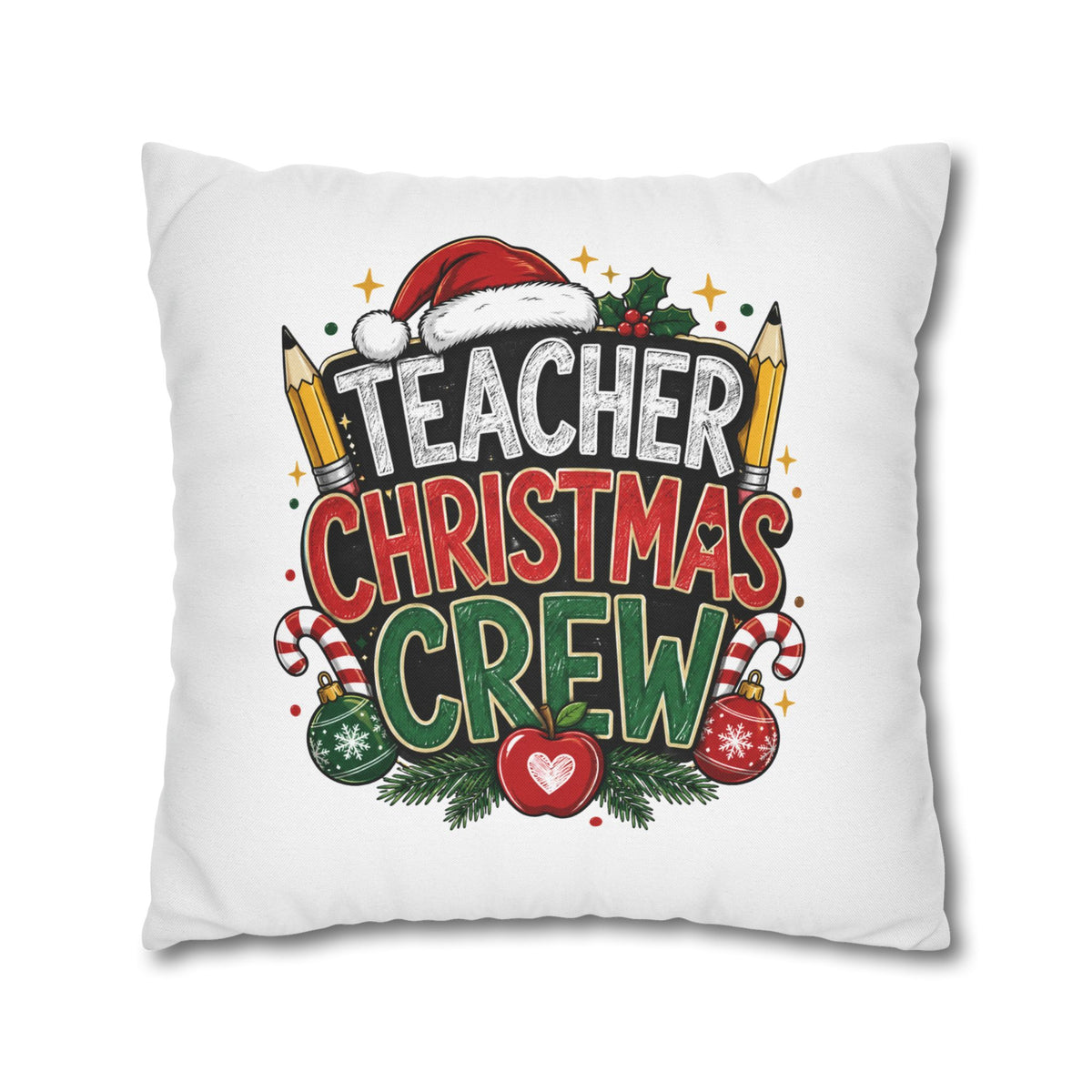 Teacher Christmas Crew Pillowcase — Festive Holiday Gift for Teachers