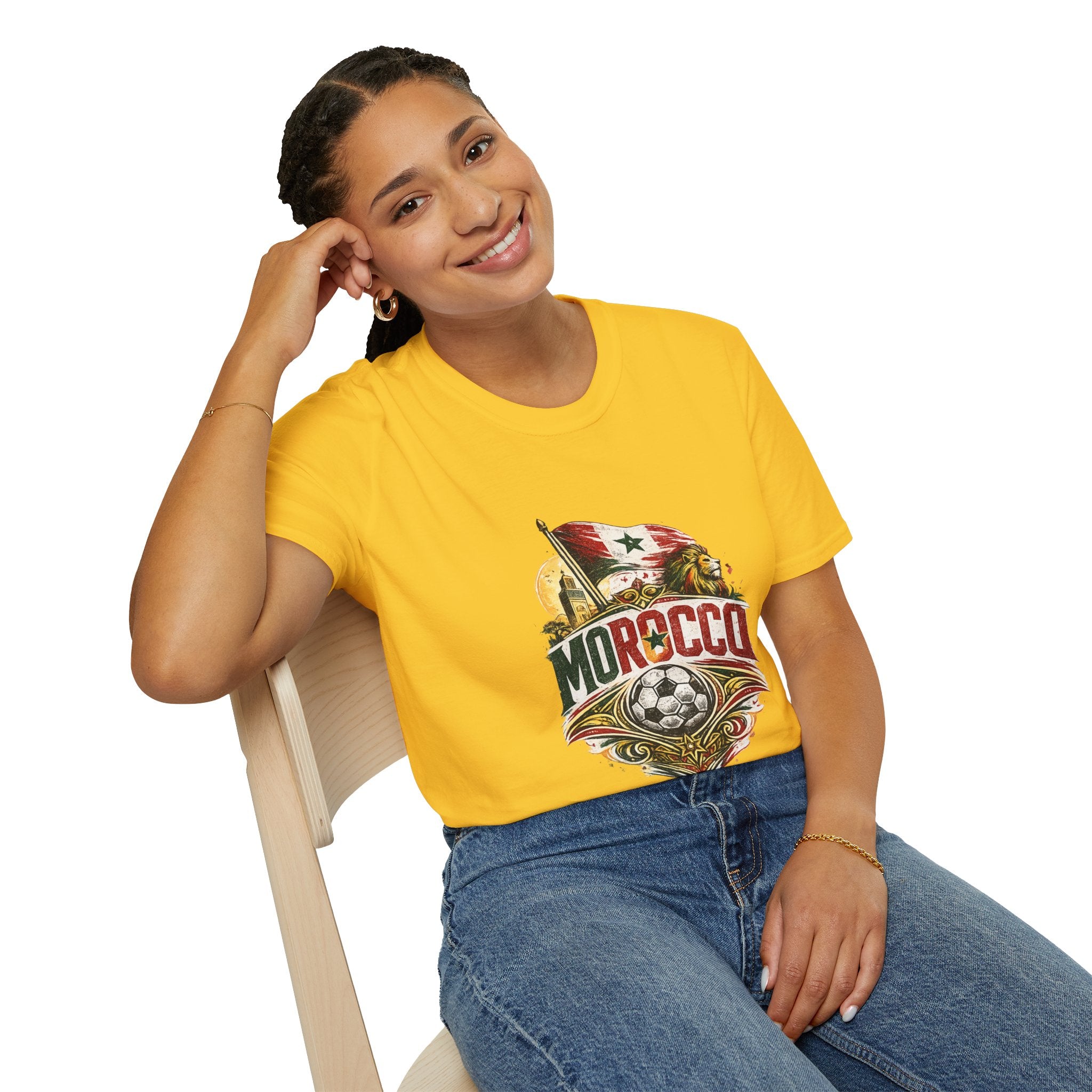 Morocco Soccer T-Shirt — Vintage Flag & Lion Football Tee