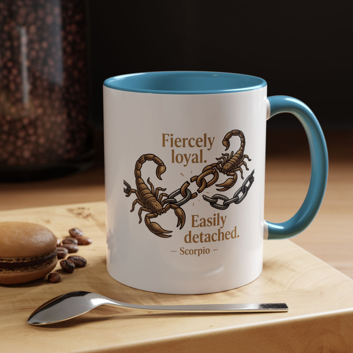 Scorpio Mug — "Fiercely Loyal. Easily Detached." Zodiac Coffee Cup