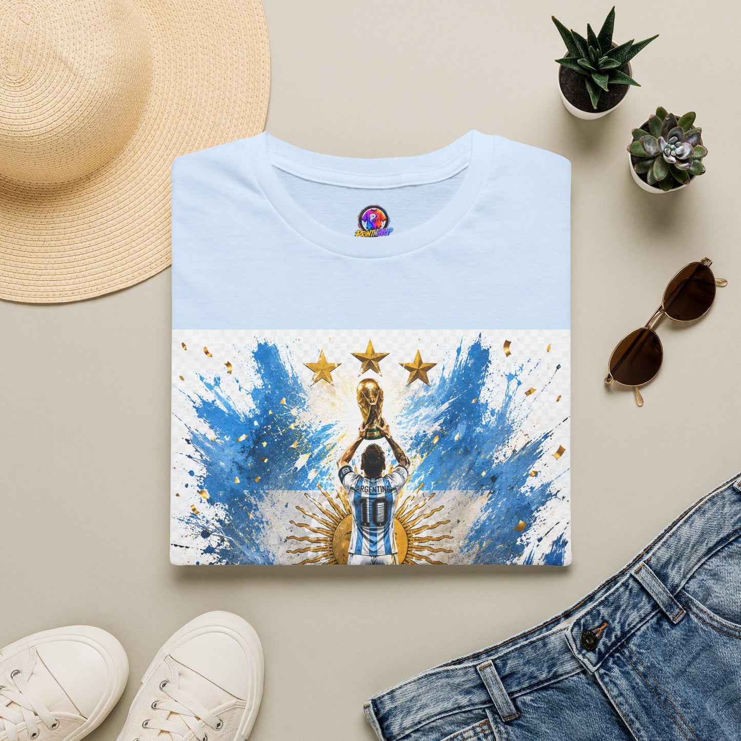 Argentina World Champions T‑Shirt — Soccer World Cup 3 Stars Tribute