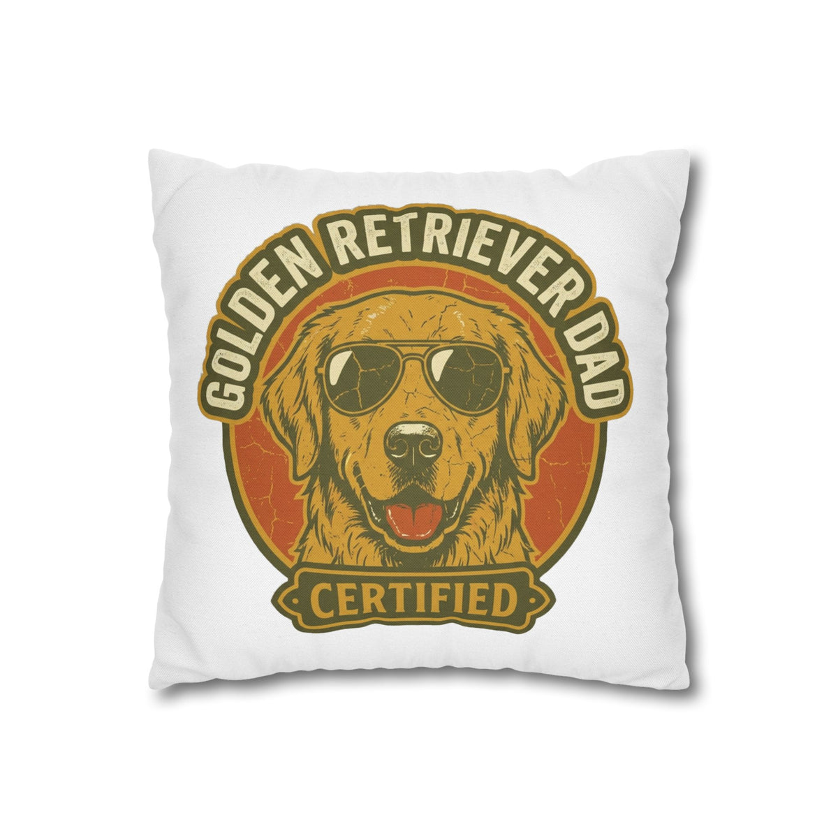 Funny Golden Retriever Dad Pillowcase — "Certified" Dog Lover Throw Pillow Cover