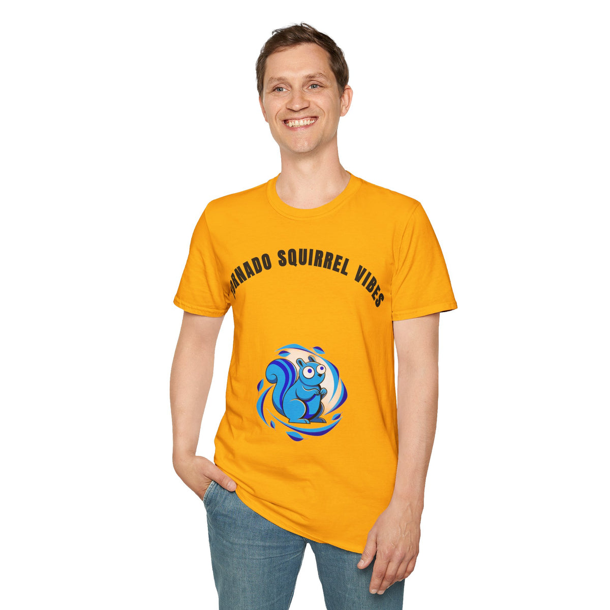 T-Shirt — "Tornado Squirrel Vibes" Graphic Tee | Cute Whimsical Squirrel Swirl Design - Trending Now - September 2026