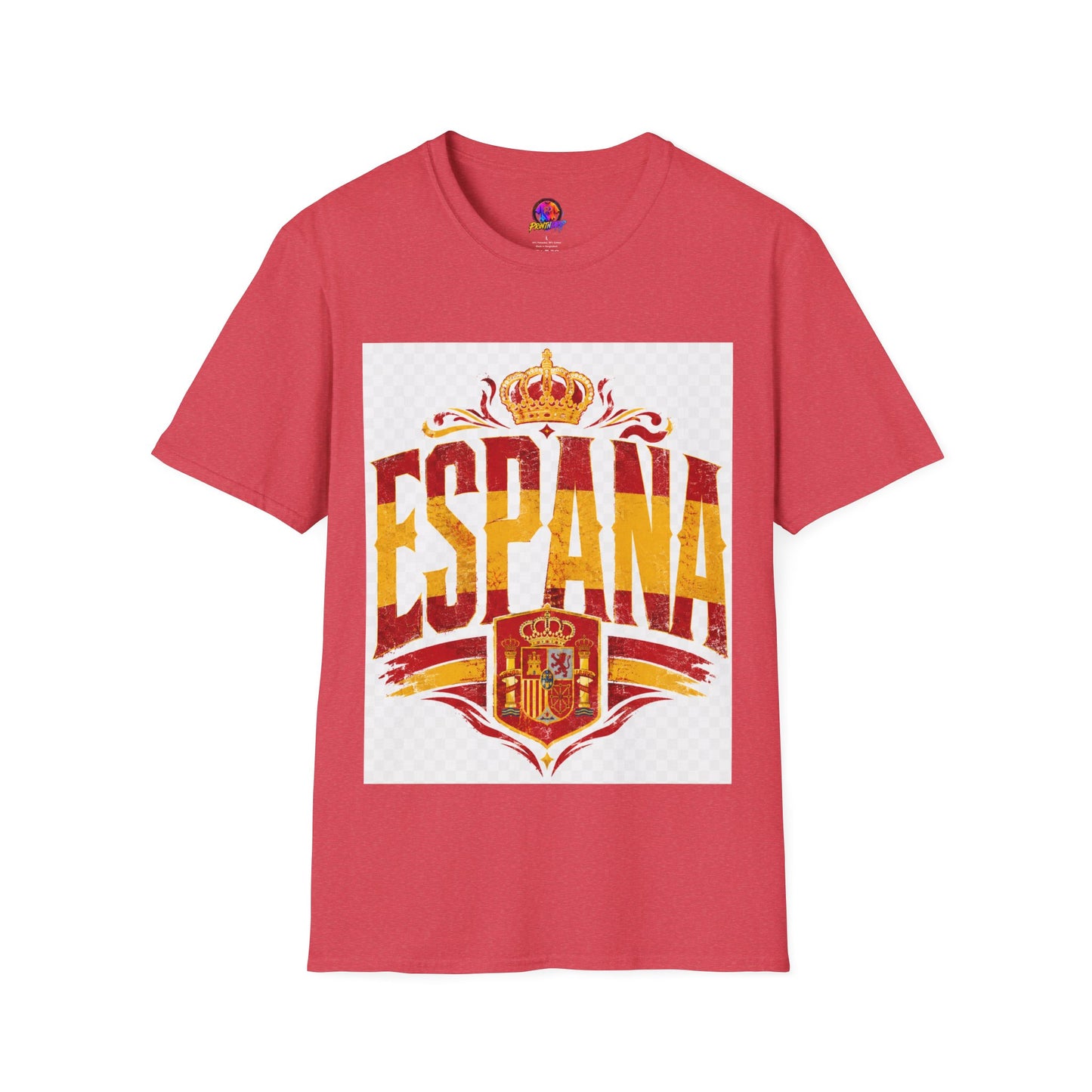 Spain Crown Graphic T-Shirt — Spanish Flag Vintage Crest Tee
