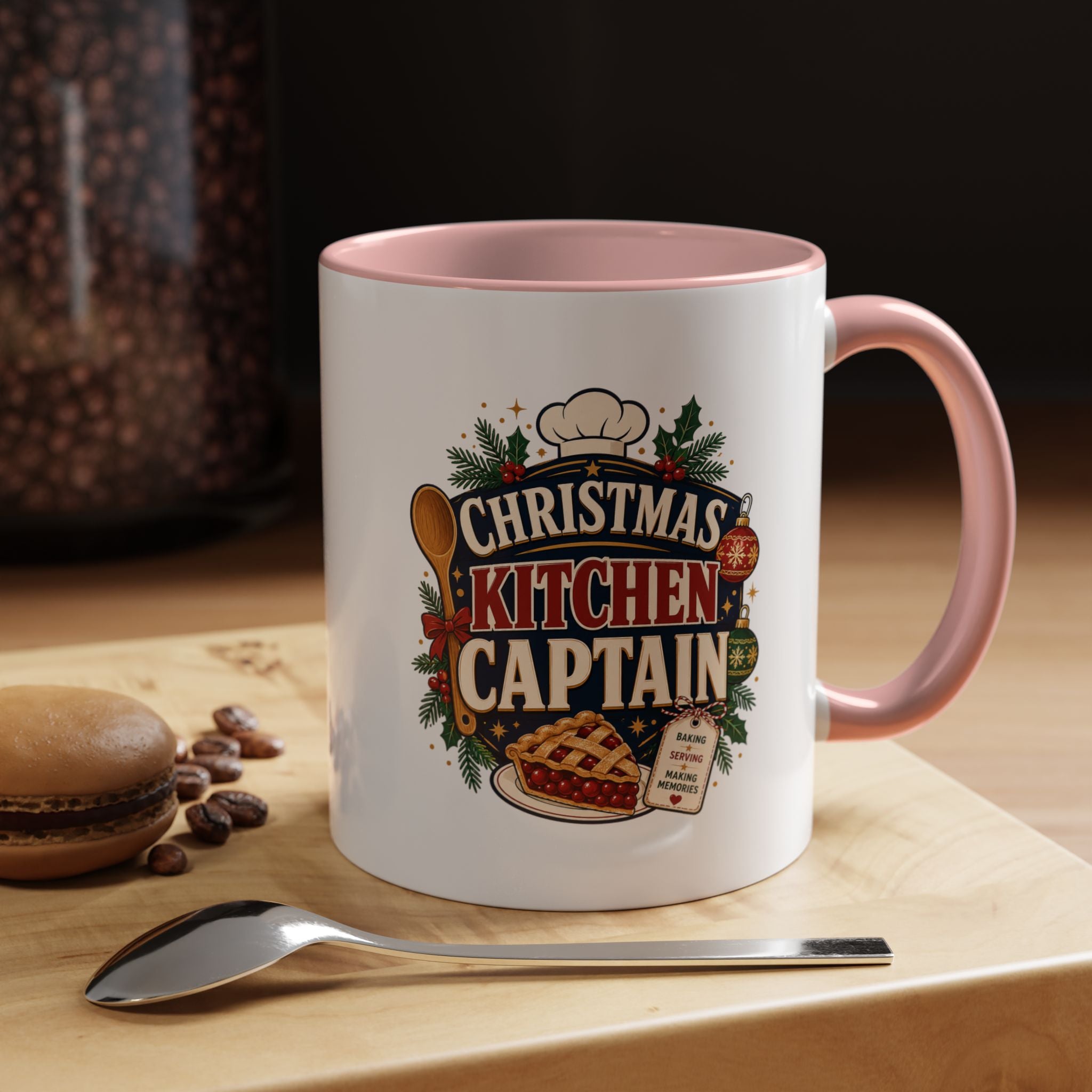 Modern Day Christmas Kitchen Captain Accent Coffee Mug — Holiday Baking Chef Gift (11/15oz)