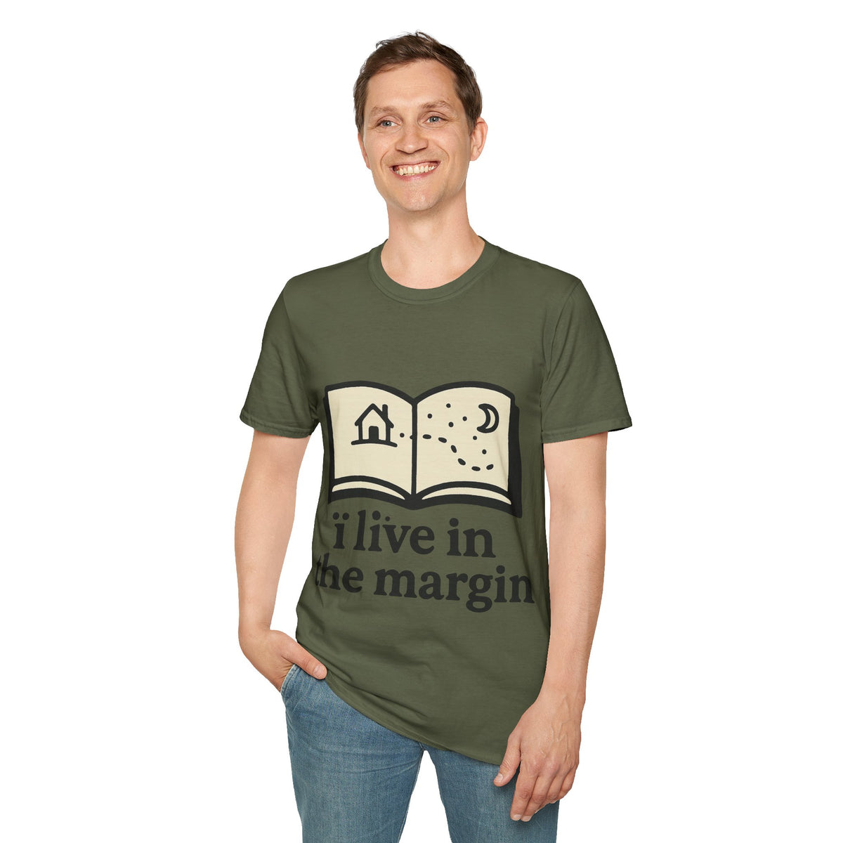 "I Live In The Margin" Bookworm Tee | Cute Celestial Book Graphic T-Shirt - Trending Now - September 2026