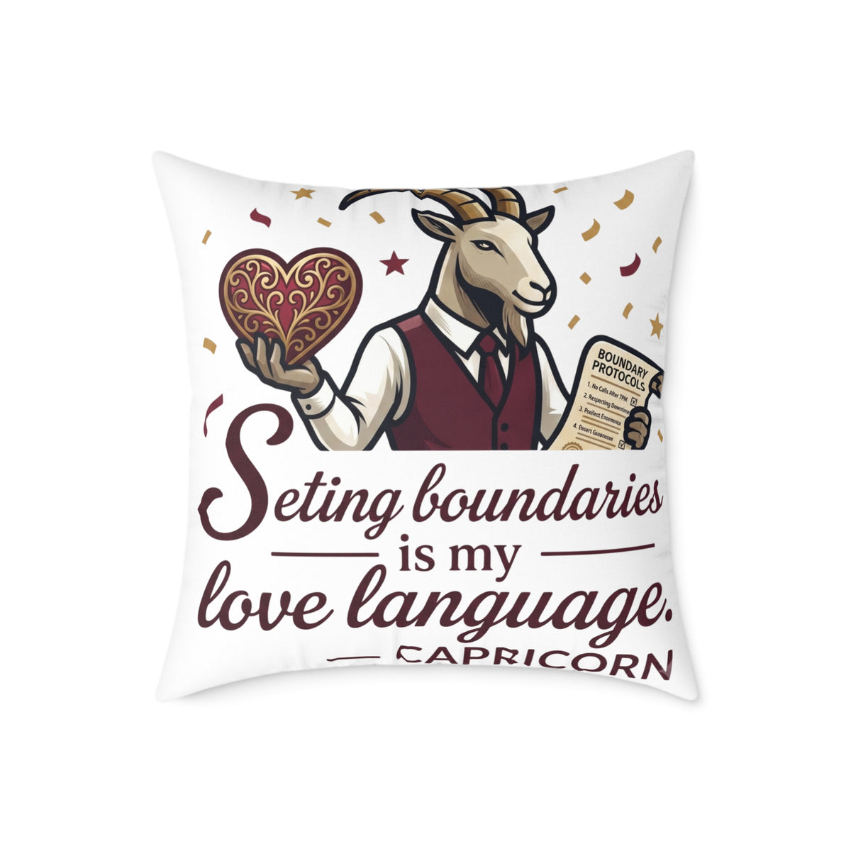 Capricorn Pillow – "Setting Boundaries Is My Love Language" Zodiac Décor