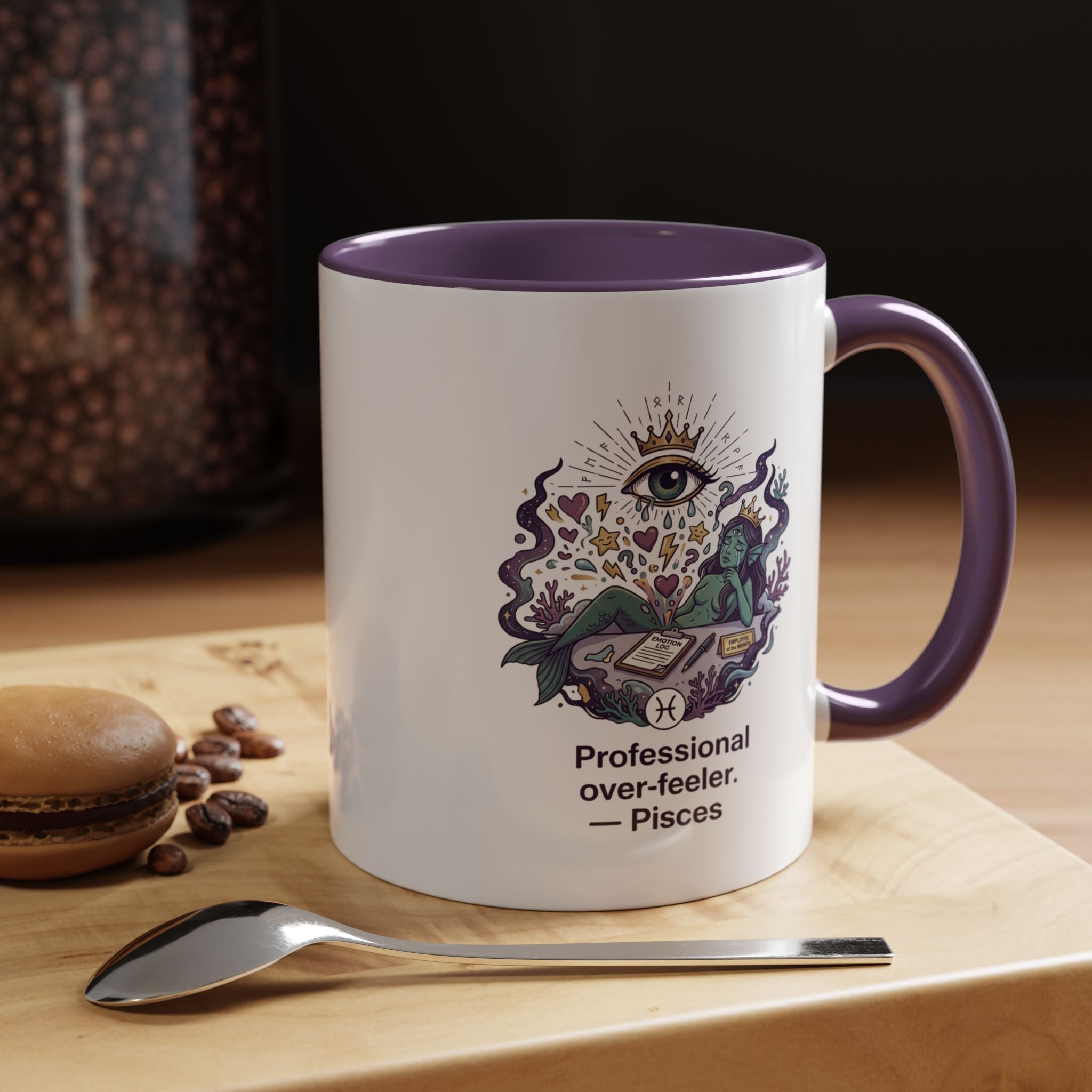 Pisces Coffee Mug — "Professional Over-feeler" Zodiac Accent Mug (11/15oz)