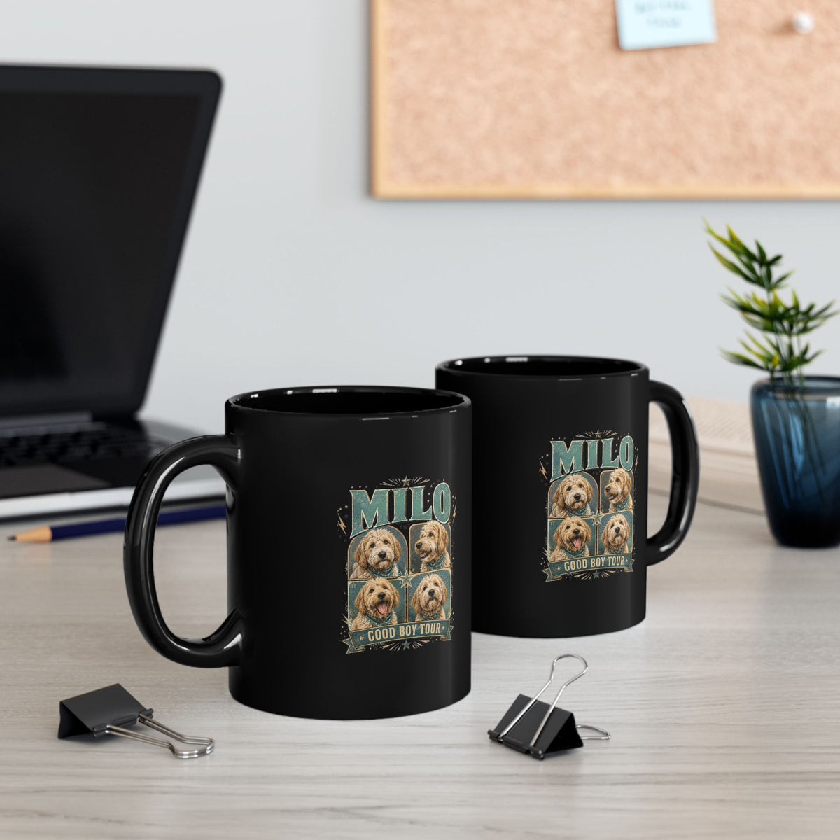 Milo Bailey Dog Dad Mom Black Mug