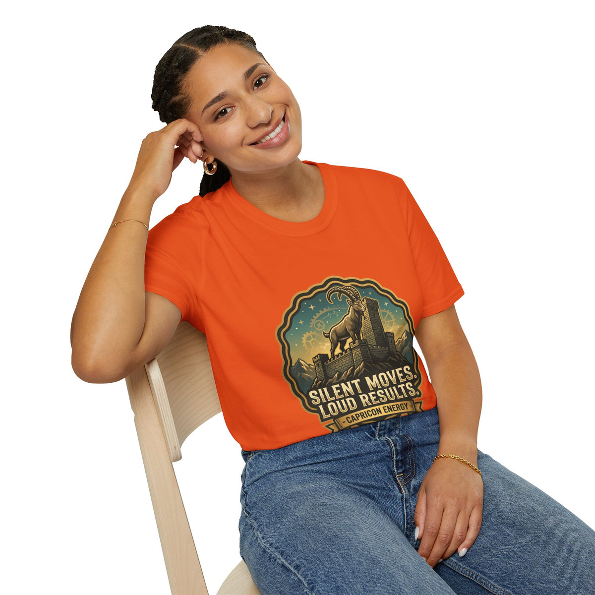 Silent Moves, Loud Results Goat Graphic Tee — Motivational Mountain Goat Shirt