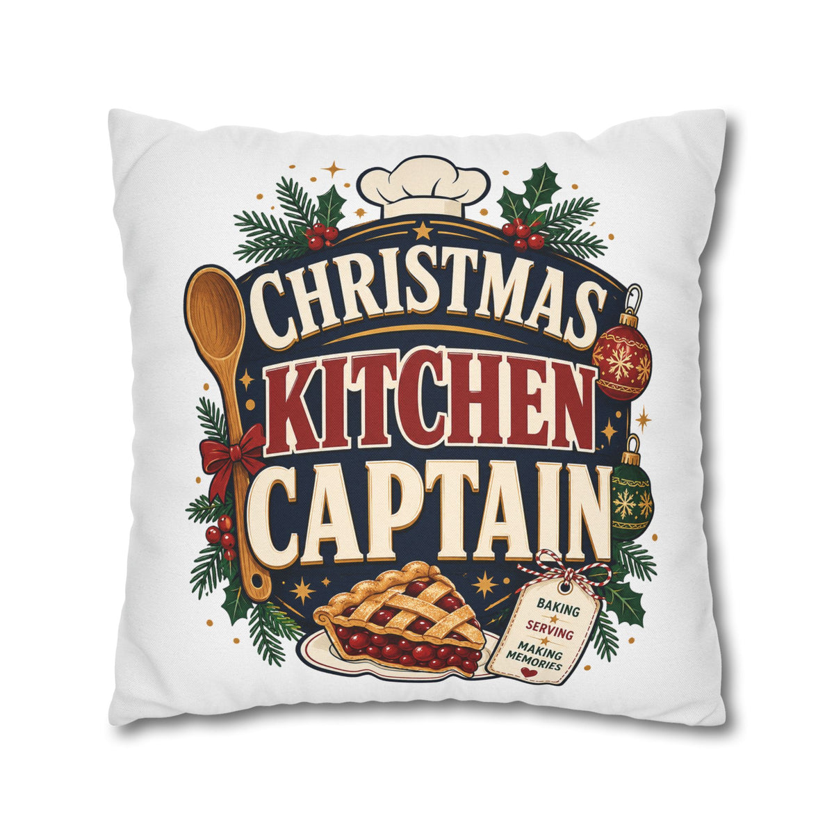 Christmas Kitchen Captain Pillowcase Modern Day Christmas  — Holiday Baking Decorative Throw Pillowcase
