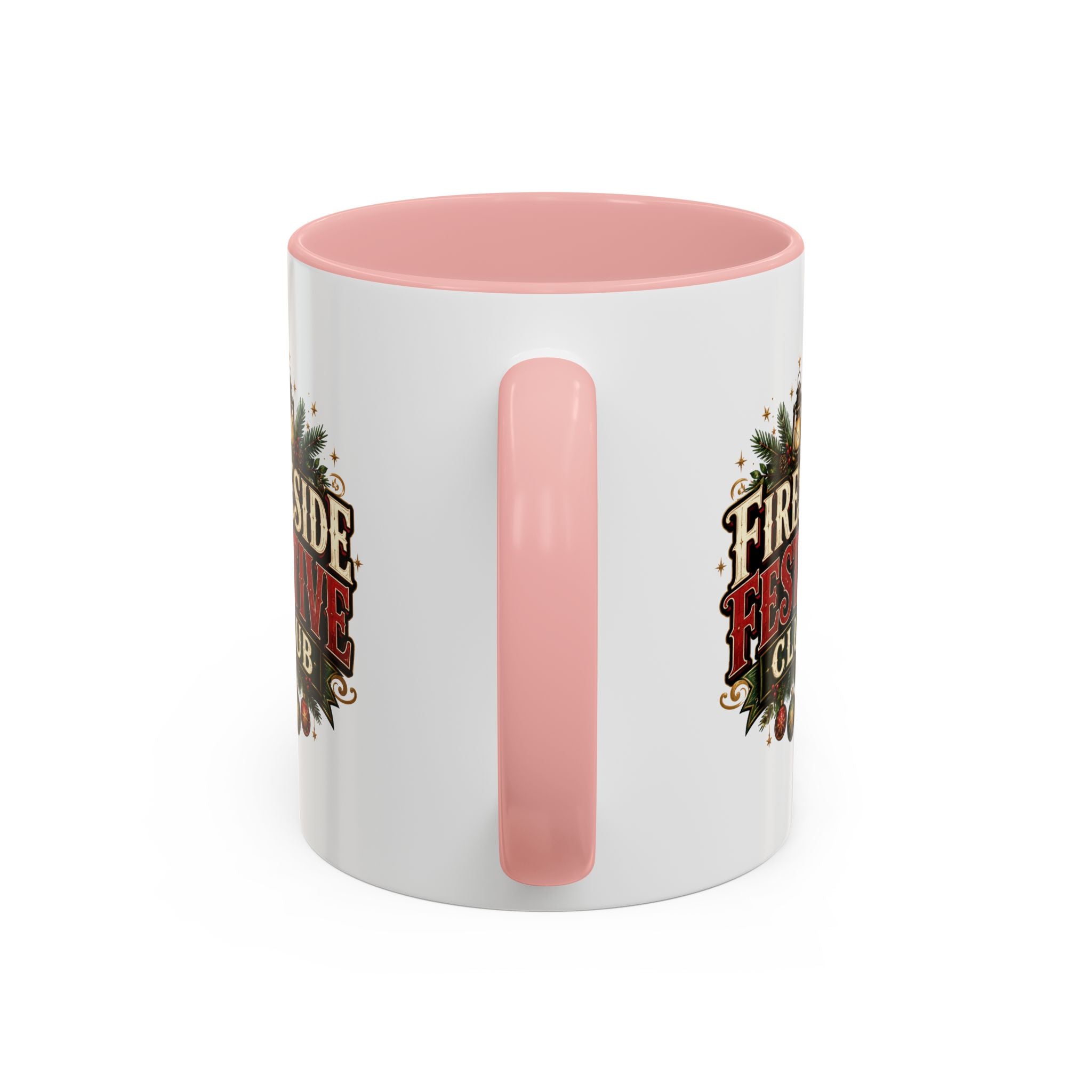 Fireside Festive Club Accent Coffee Mug — Holiday Christmas Hot Cocoa Gift