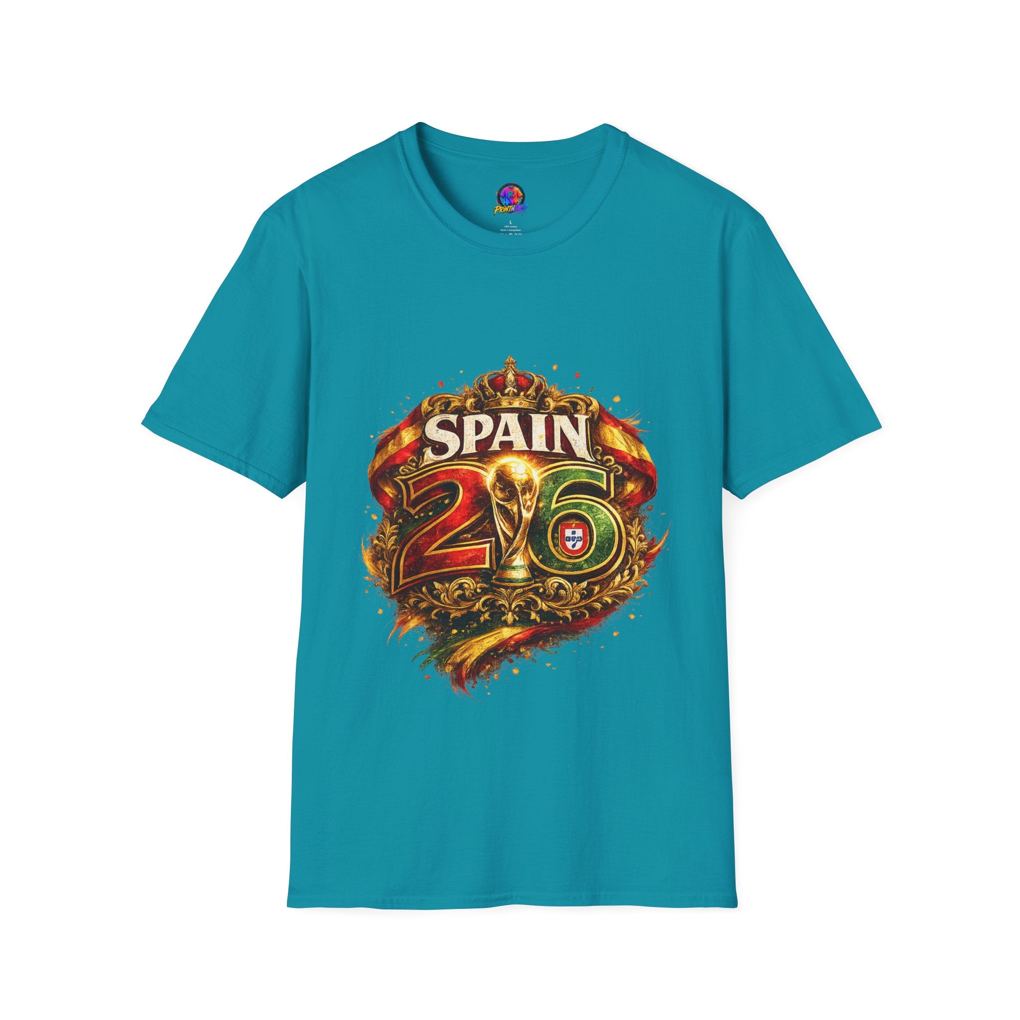 Spain 26 Graphic T-Shirt — Vintage Crowned Soccer Fan Tee