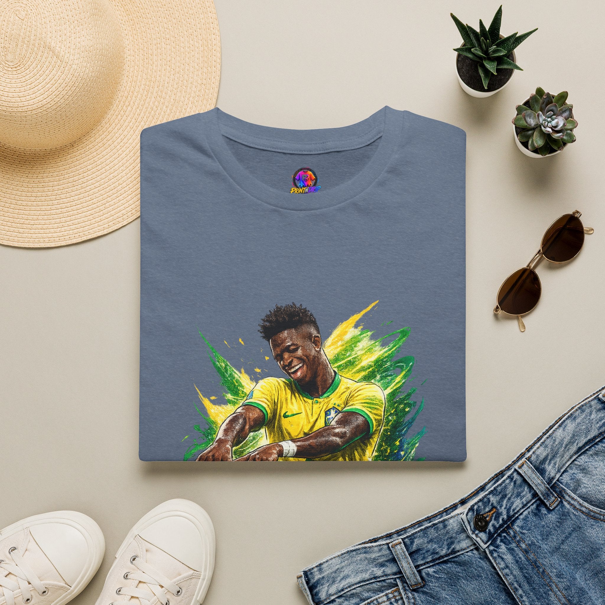 Brazil  Soccer Celebration T-Shirt — Brazilian Football Player Artwork