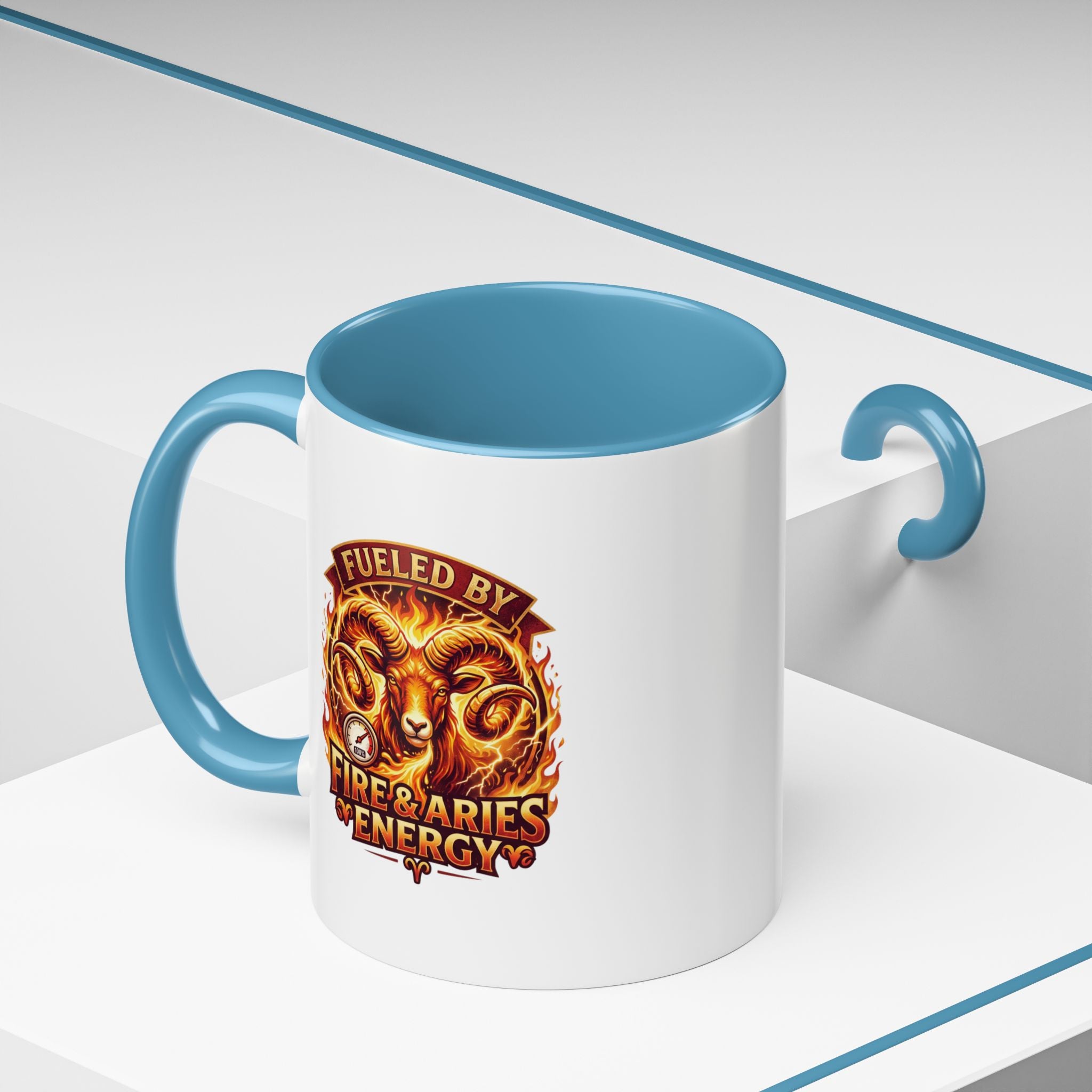 Fueled by Fire & Aries Energy Mug – Zodiac Ram Coffee Cup