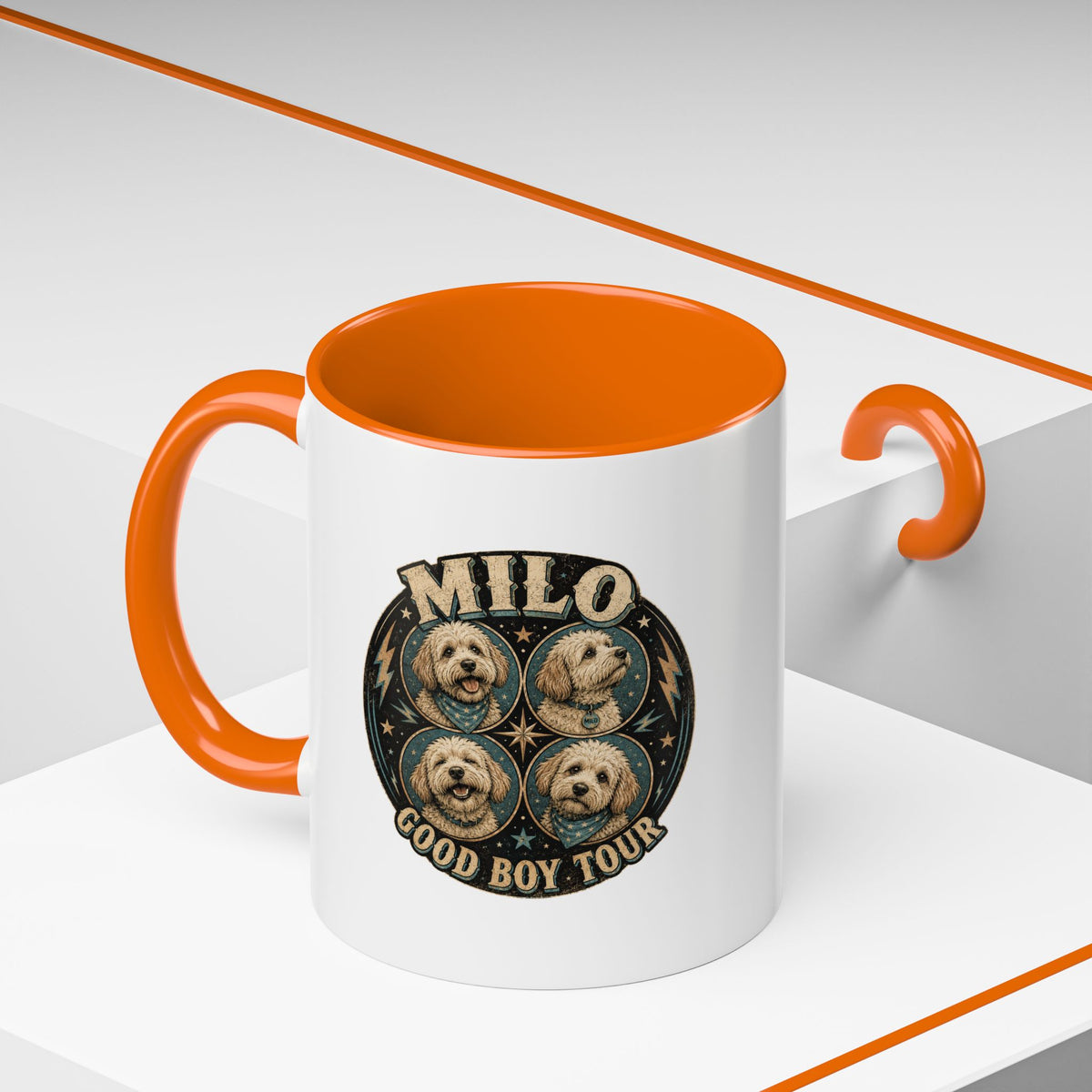 Milo Bailey Dog Dad Mom Milo "Good Boy Tour" Accent Coffee Mug —  Cute Dog Portraits