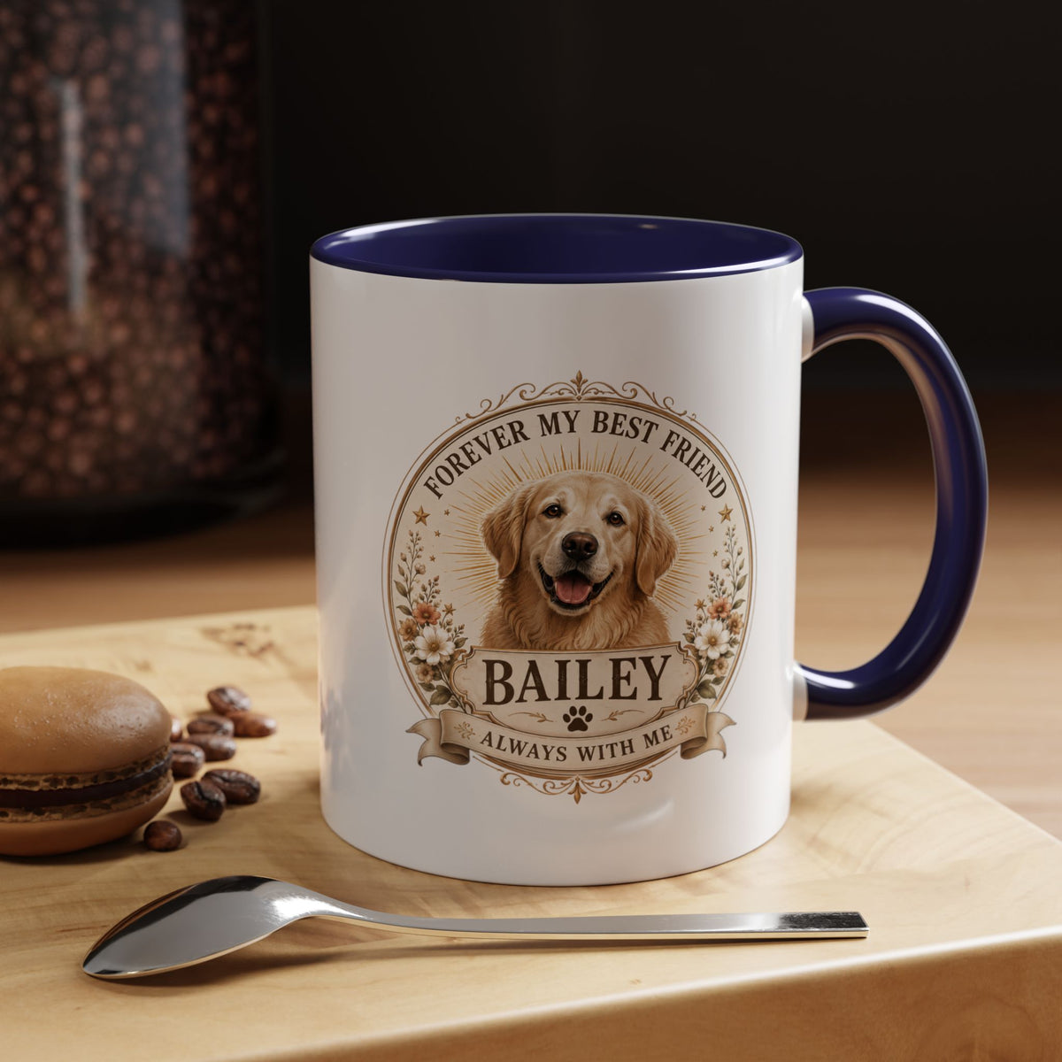 Milo Bailey Dog Dad Mom Golden Retriever Memorial Coffee Mug – "Forever My Best Friend" Personalized Name Accent Mug