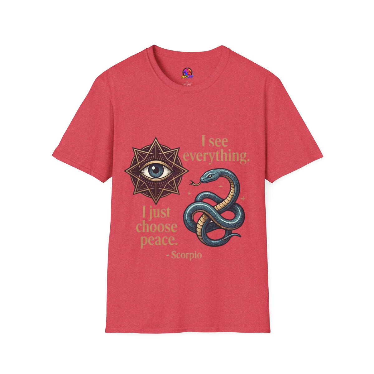 Scorpio “I See Everything” Zodiac T‑Shirt — Astrological Snake & All‑Seeing Eye Design