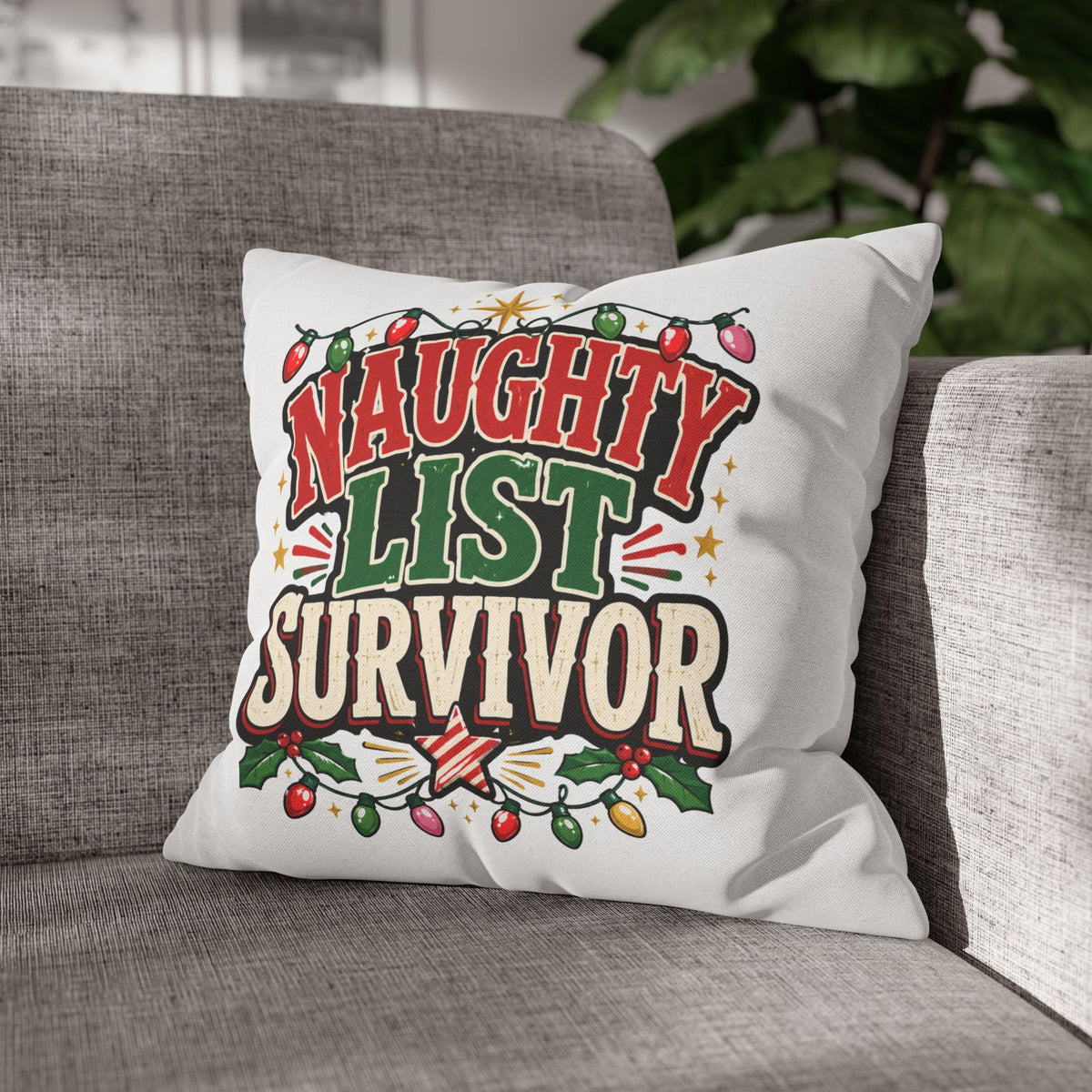 Naughty List Survivor Christmas Pillowcase